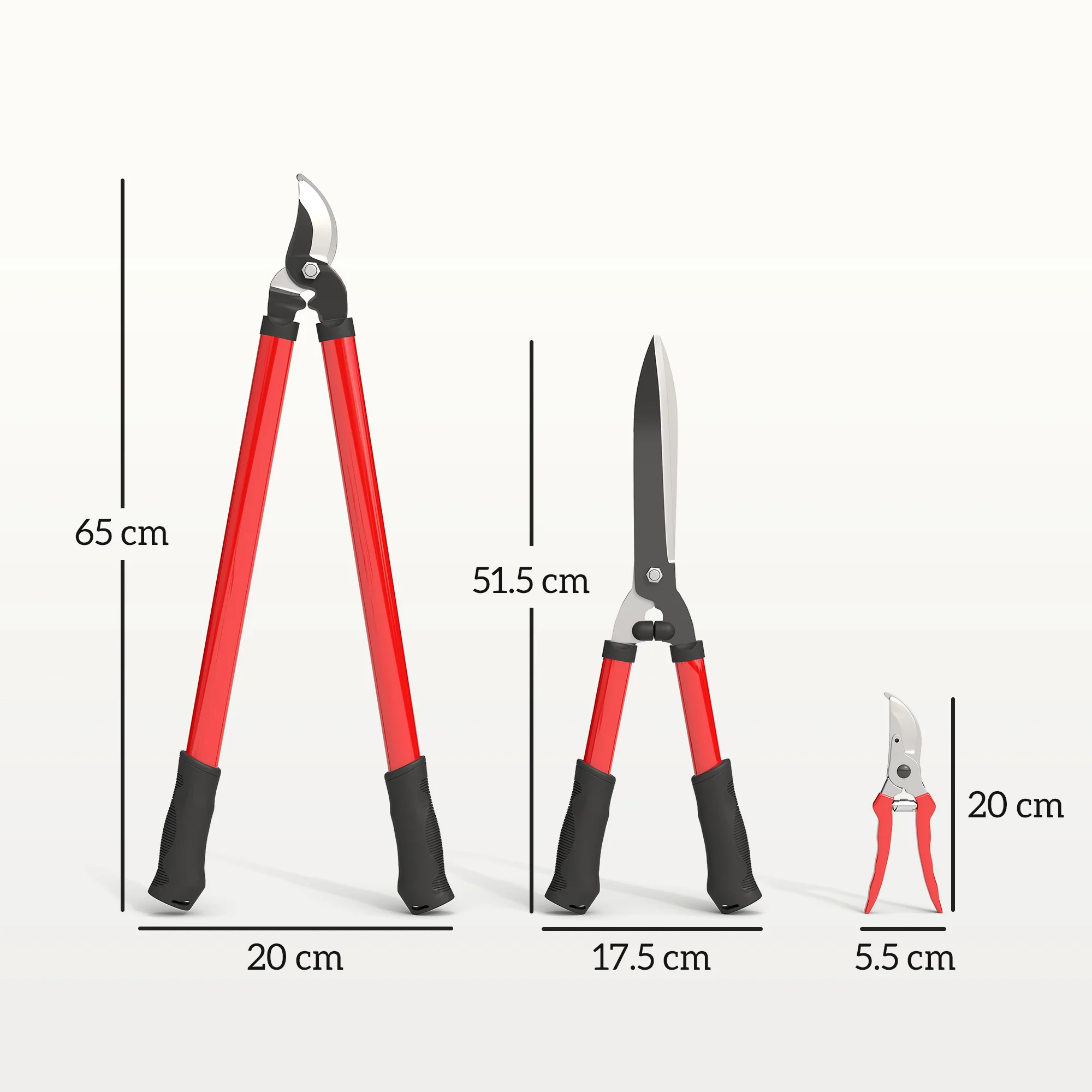 Outsunny 3 PC Garden Shears Set w/ Hedge Shears, Lopper, Garden Secateurs - Image 5