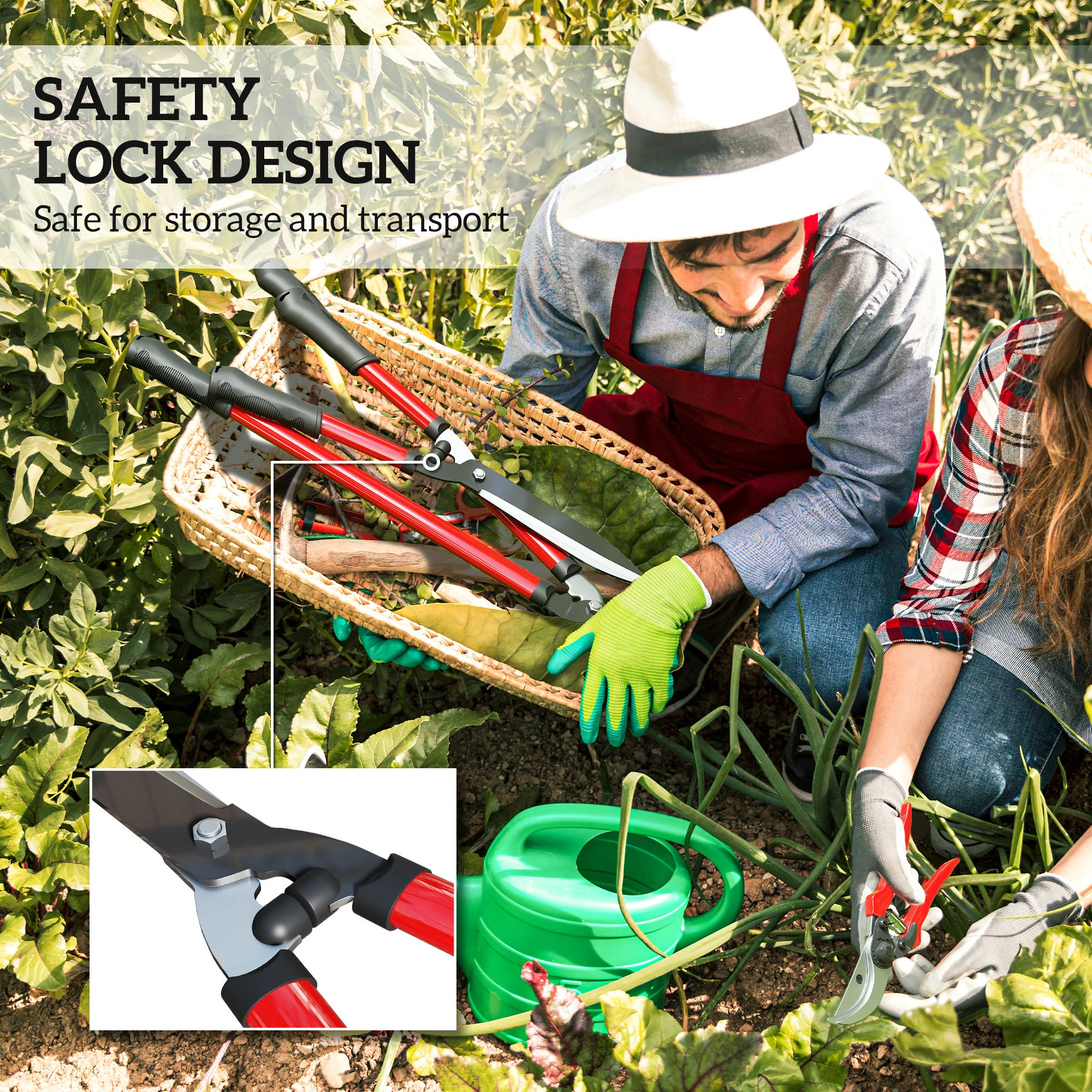Outsunny 3 PC Garden Shears Set w/ Hedge Shears, Lopper, Garden Secateurs - Image 7