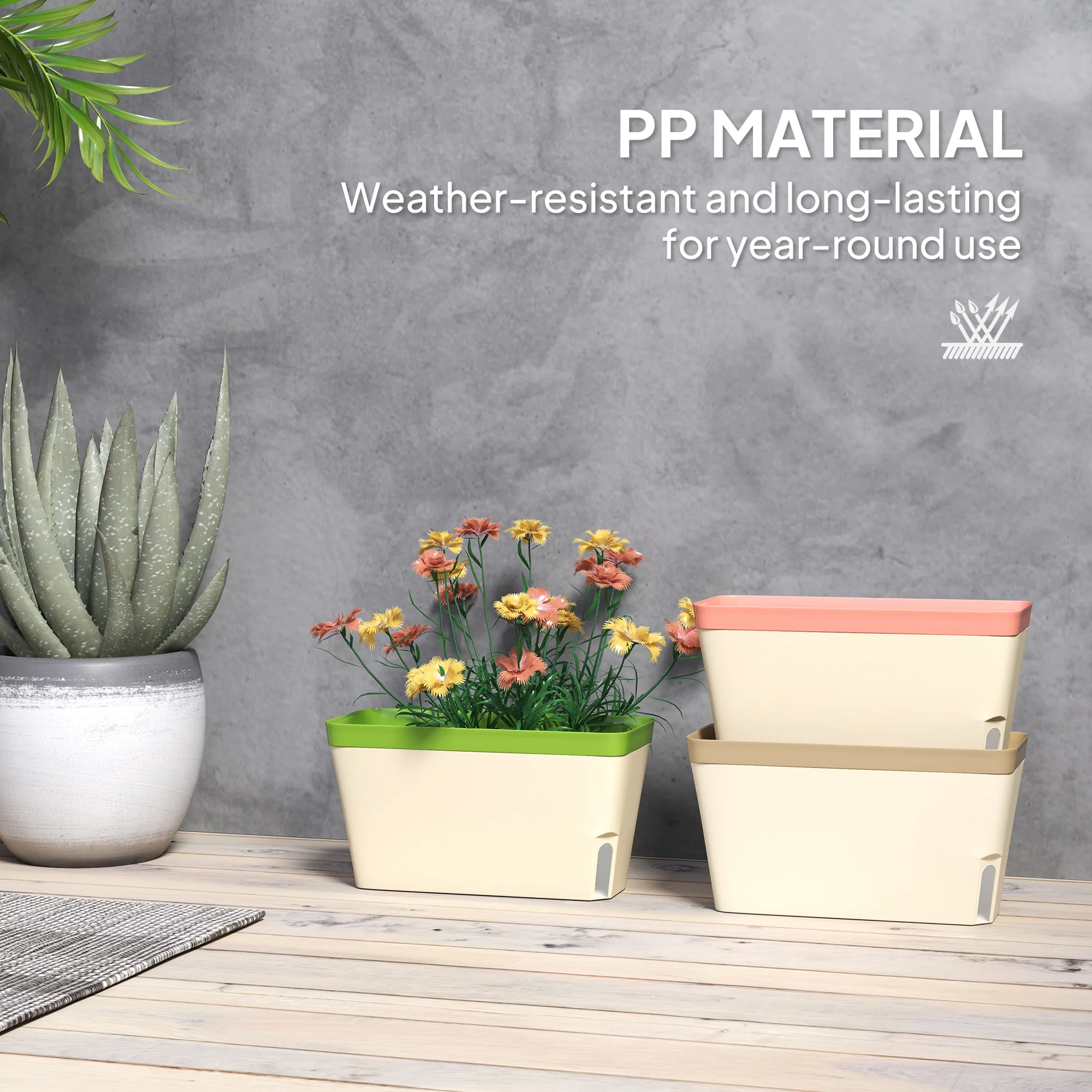 Outsunny 3 Pcs Self Watering Plant Pots w/ Visual Water Level Window - Image 7