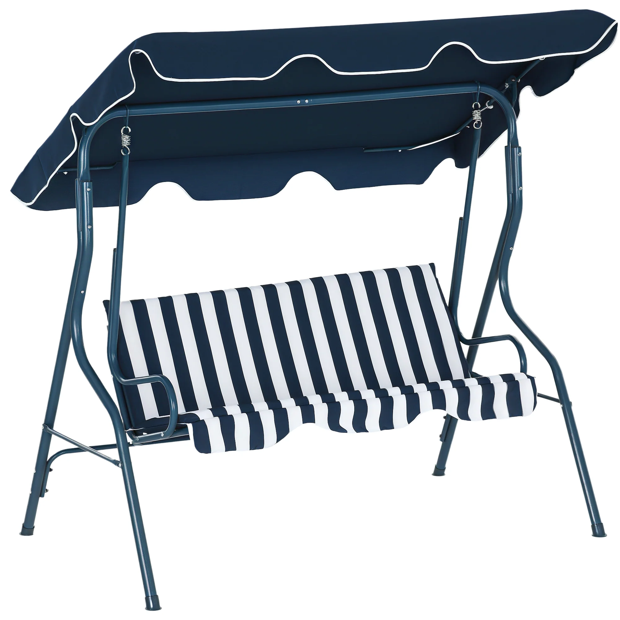 Outsunny 3-person Garden Swing Chair W/ Adjustable Canopy, Stripes - Image 10
