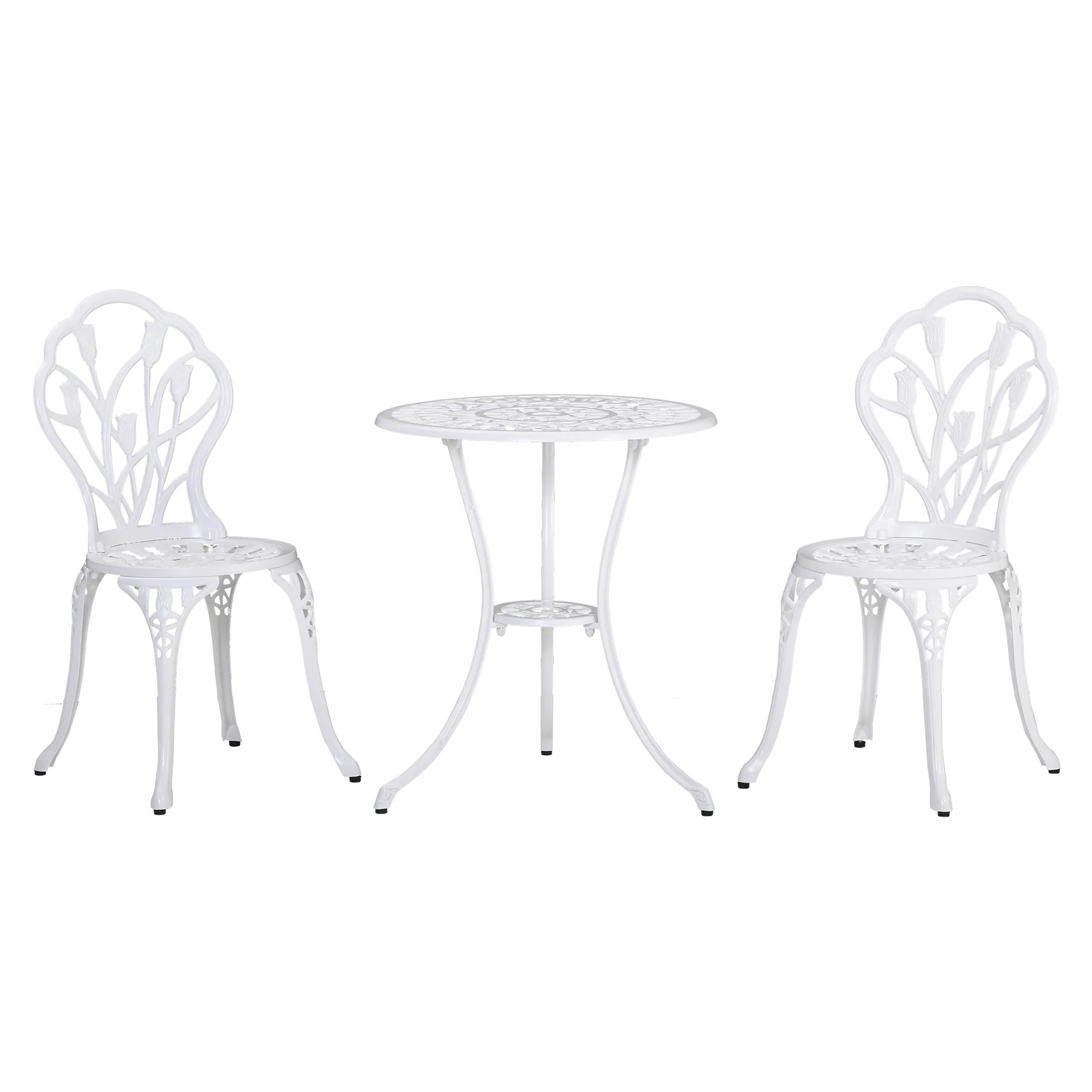 Outsunny 3 Piece Bistro Set, Aluminium Garden Furniture With Umbrella Hole - Image 10