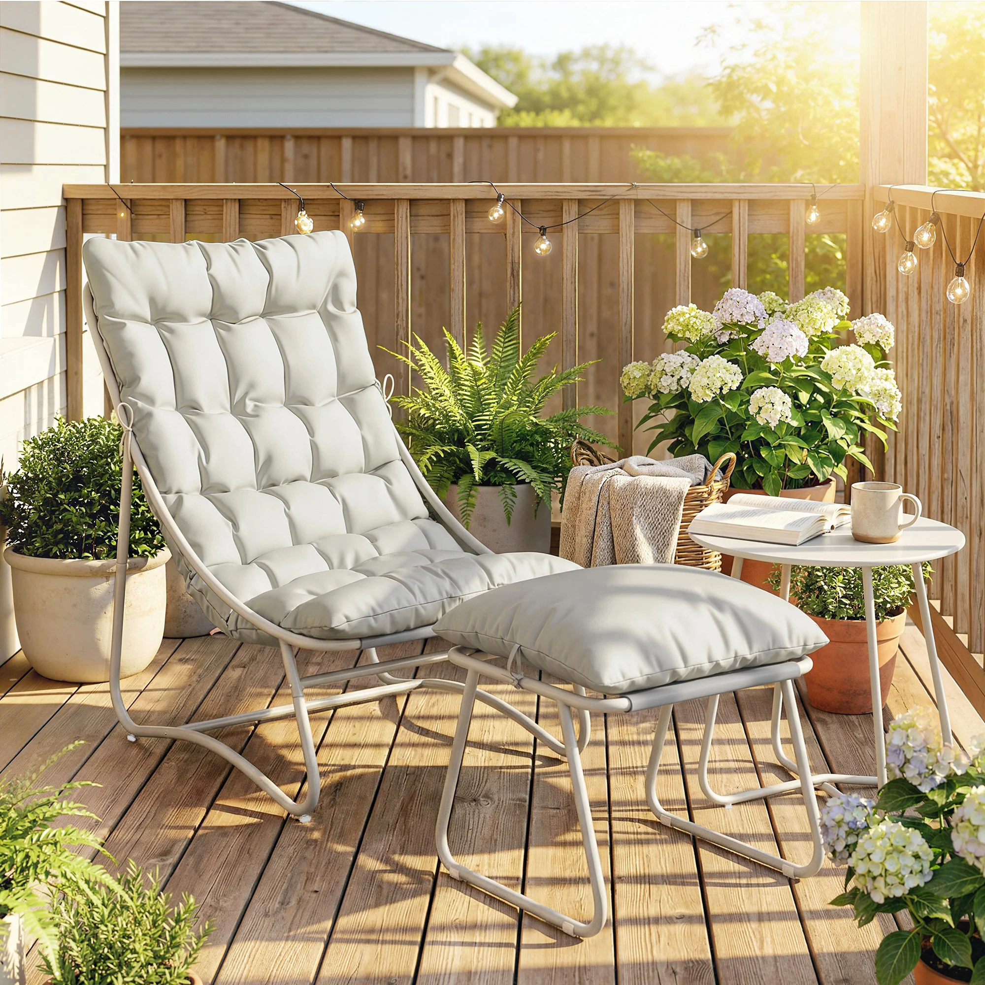 Outsunny 3 Piece Bistro Set, Outdoor Table And Chair Set With Footstool - Image 2