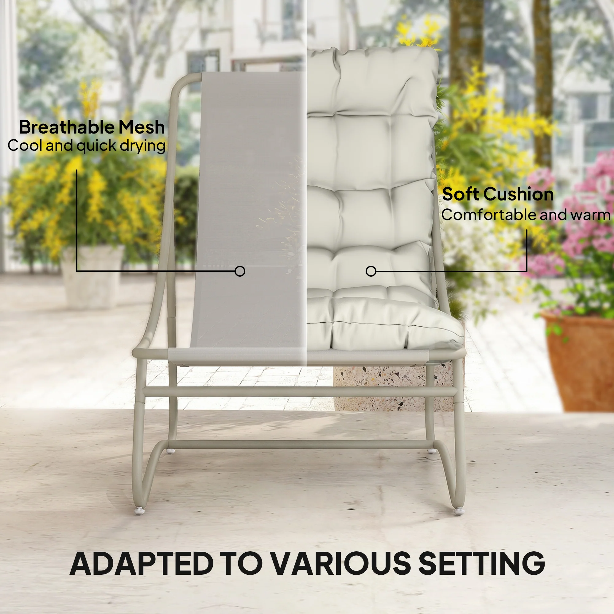 Outsunny 3 Piece Bistro Set, Outdoor Table And Chair Set With Footstool - Image 5