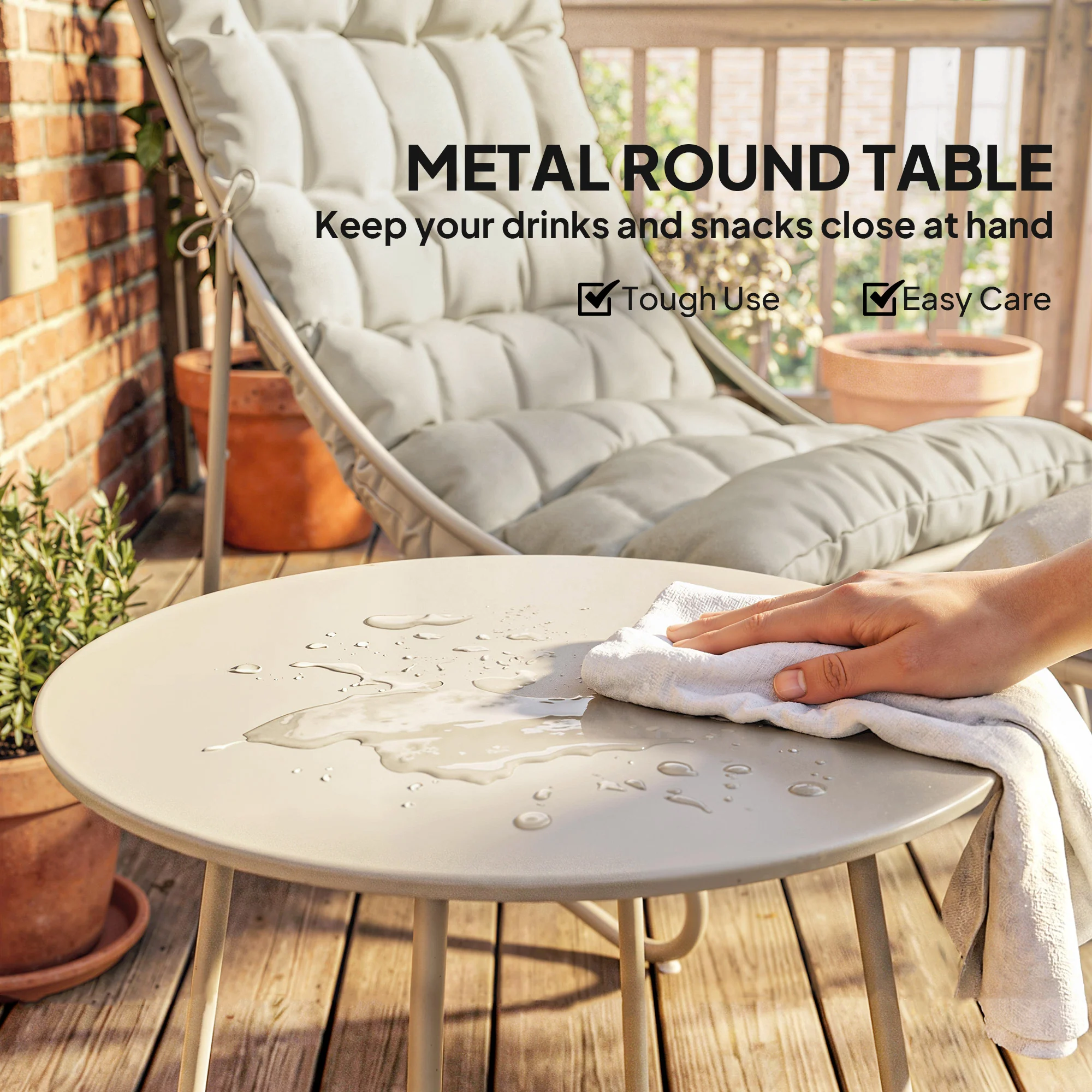 Outsunny 3 Piece Bistro Set, Outdoor Table And Chair Set With Footstool - Image 8