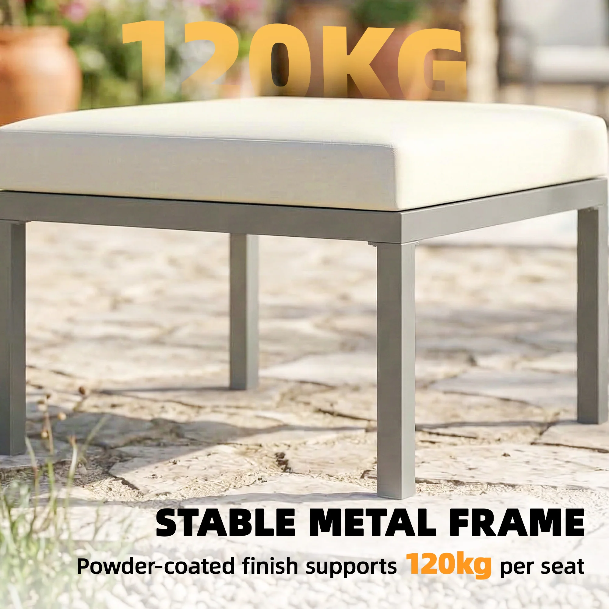 Outsunny 3 Piece Garden Dining Set, Outdoor Patio Furniture, Grey - Image 7
