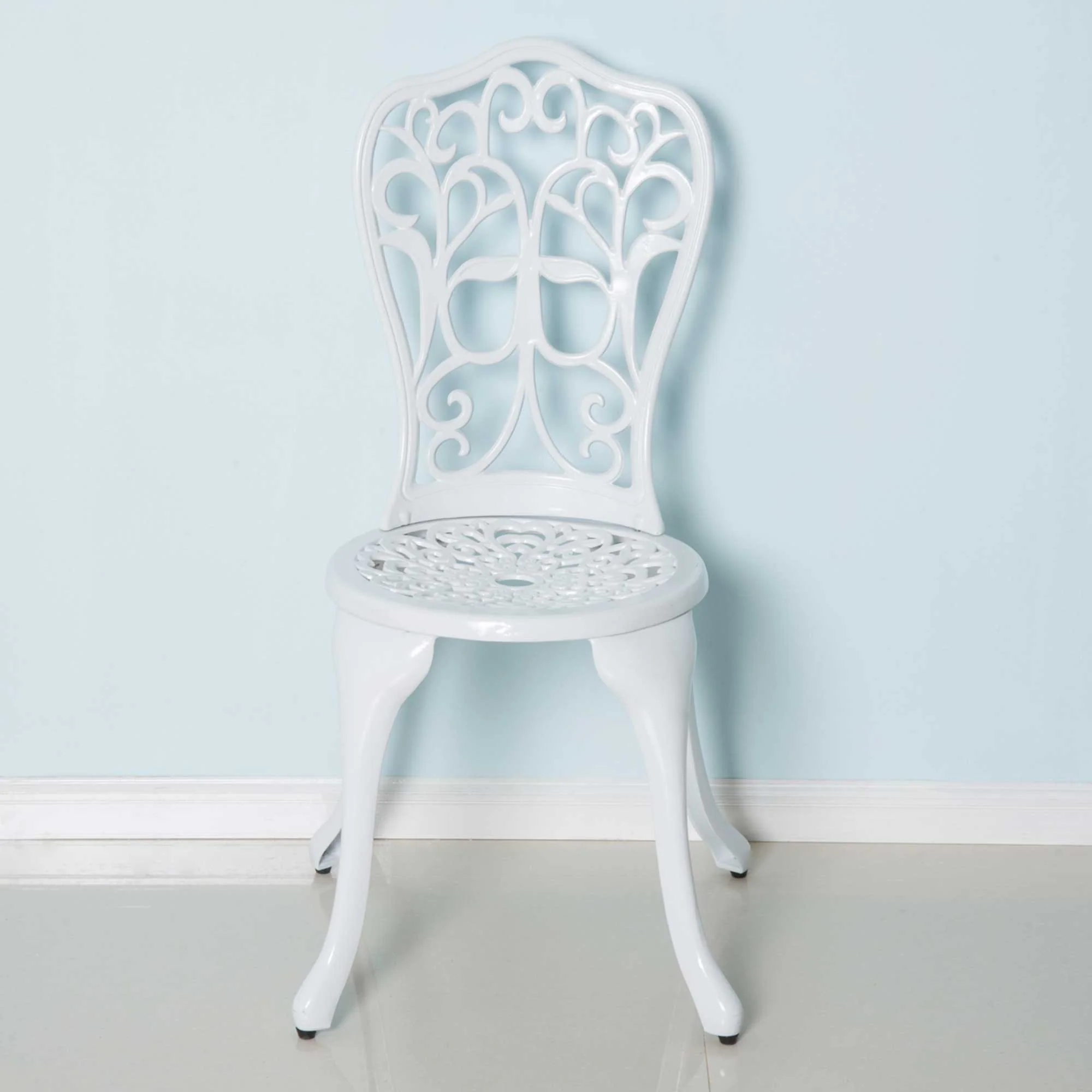 Outsunny 3 Pieces Antique Garden Bistro Set For 2 With Umbrella Hole, White - Image 7