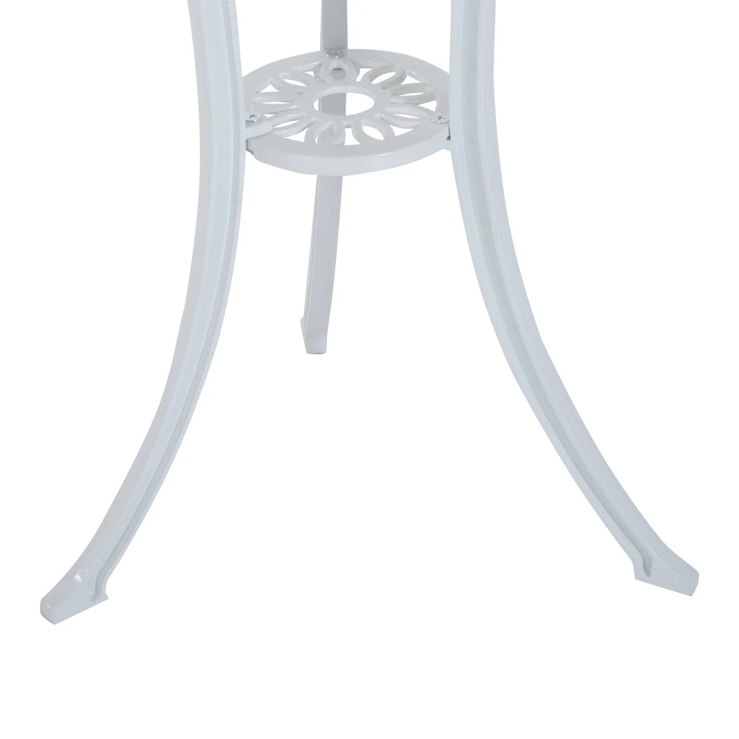 Outsunny 3 Pieces Antique Garden Bistro Set For 2 With Umbrella Hole, White - Image 8
