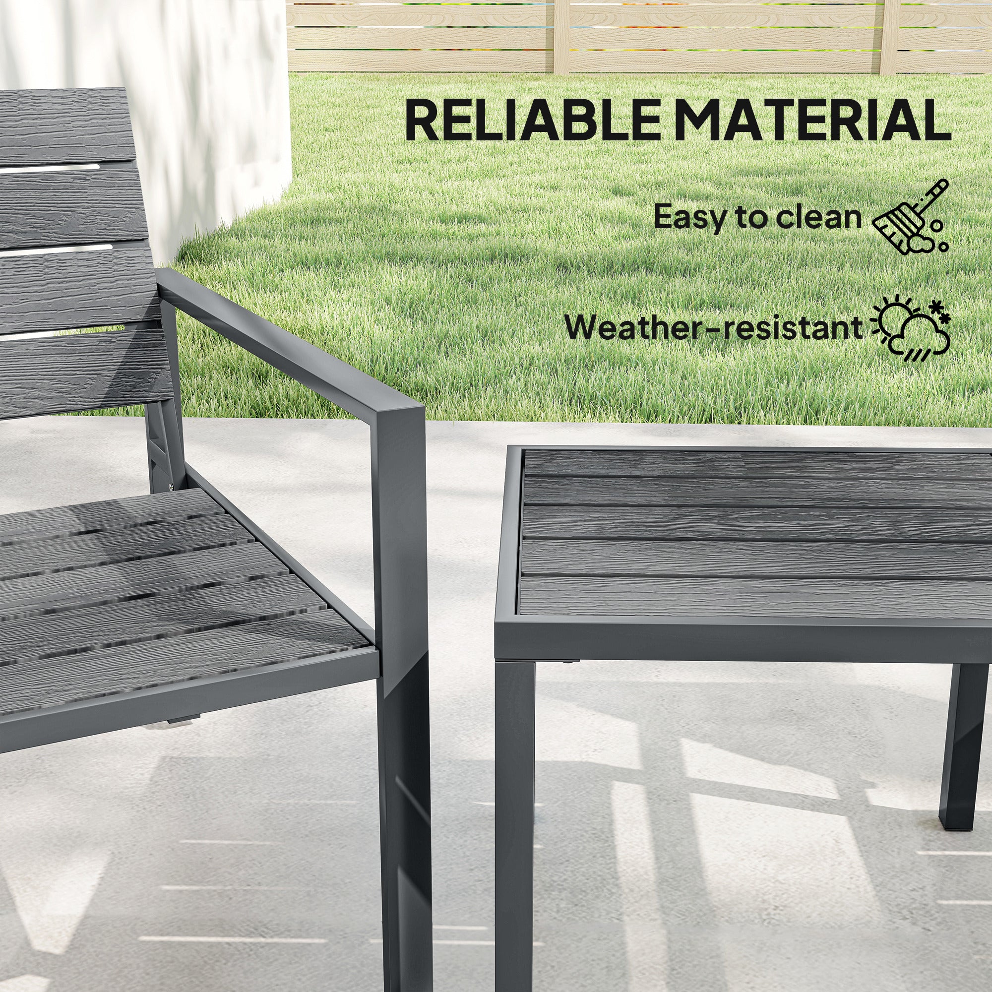Outsunny 3 Pieces Garden Bistro Set for 2, Outdoor Bistro Table and Chairs - Image 5