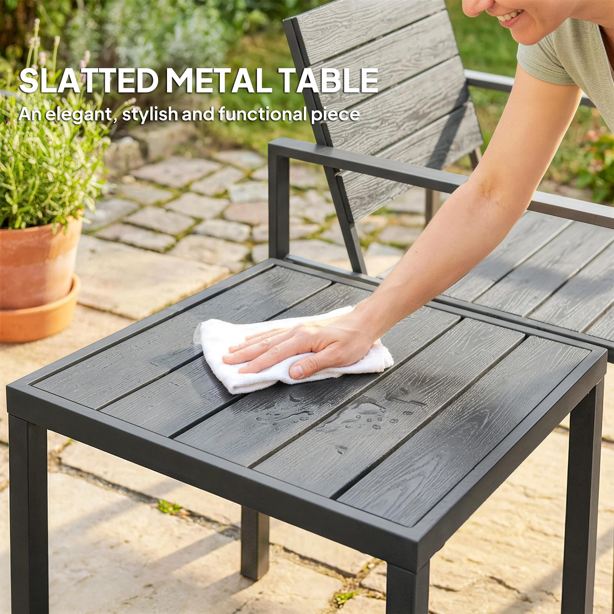 Outsunny 3 Pieces Garden Bistro Set for 2, Outdoor Bistro Table and Chairs - Image 6