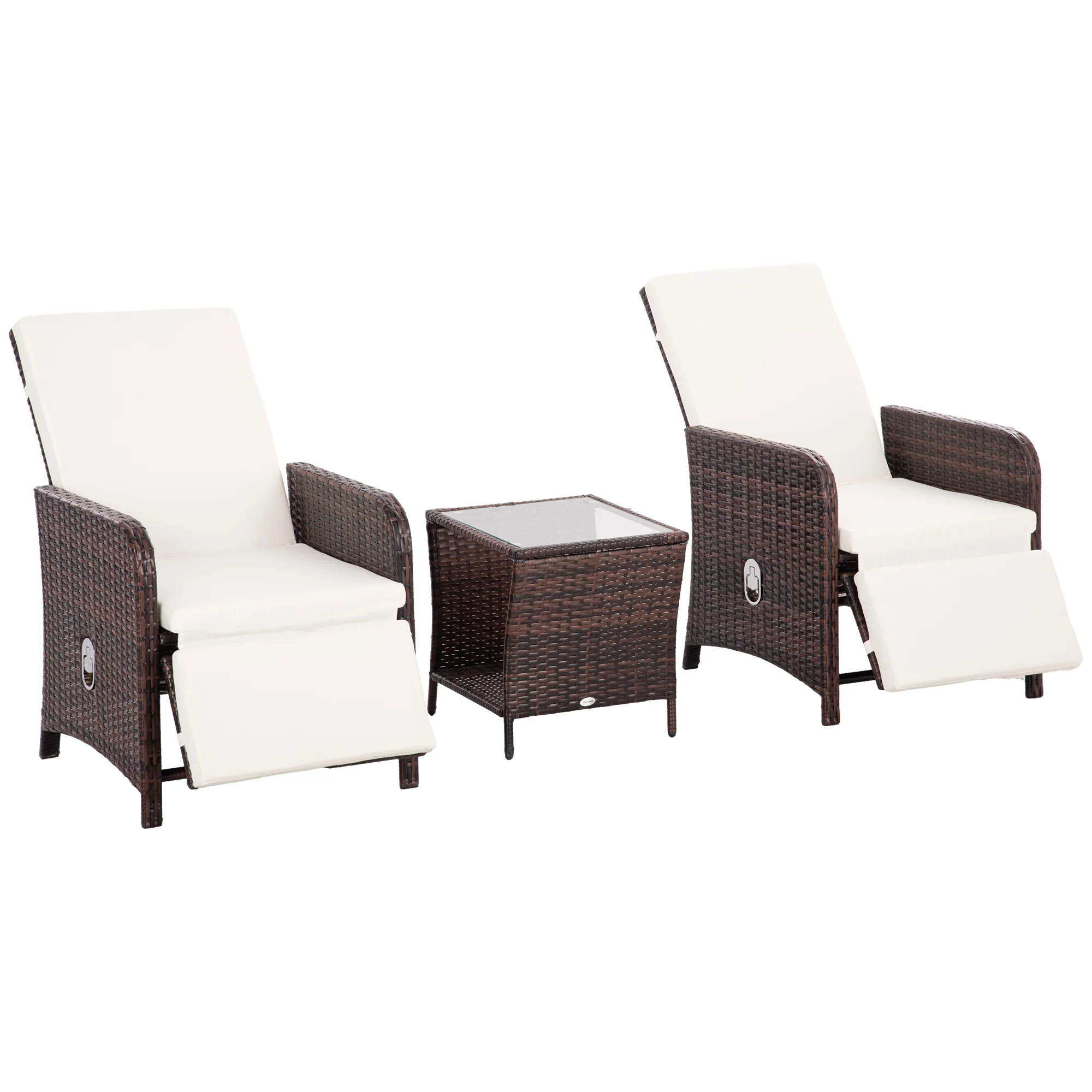 Outsunny 3 Pieces Rattan Bistro Set W/ Adjustable Backrest - Image 10