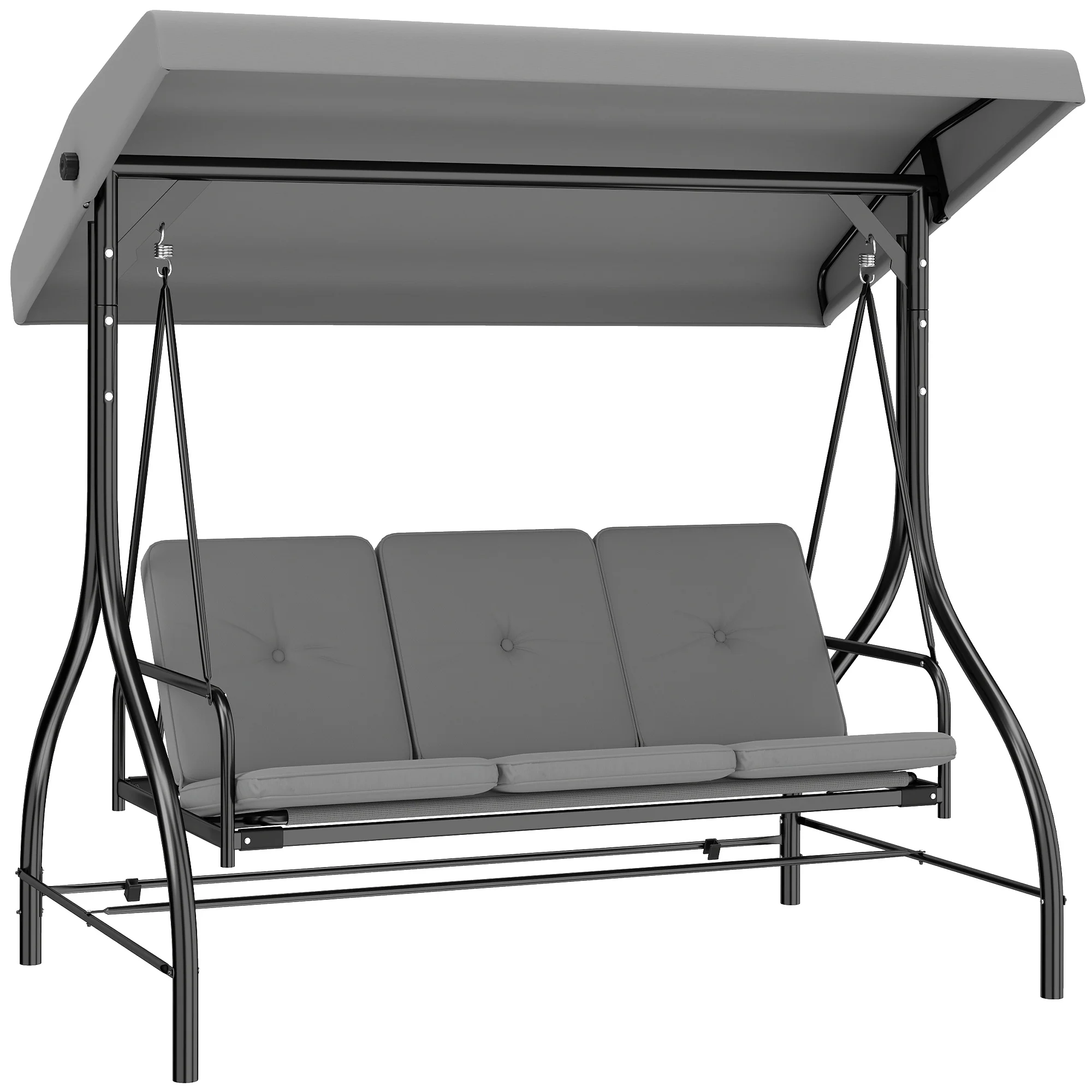 Outsunny 3 Seater Canopy Swing Chair Porch Hammock Bed, Light Grey