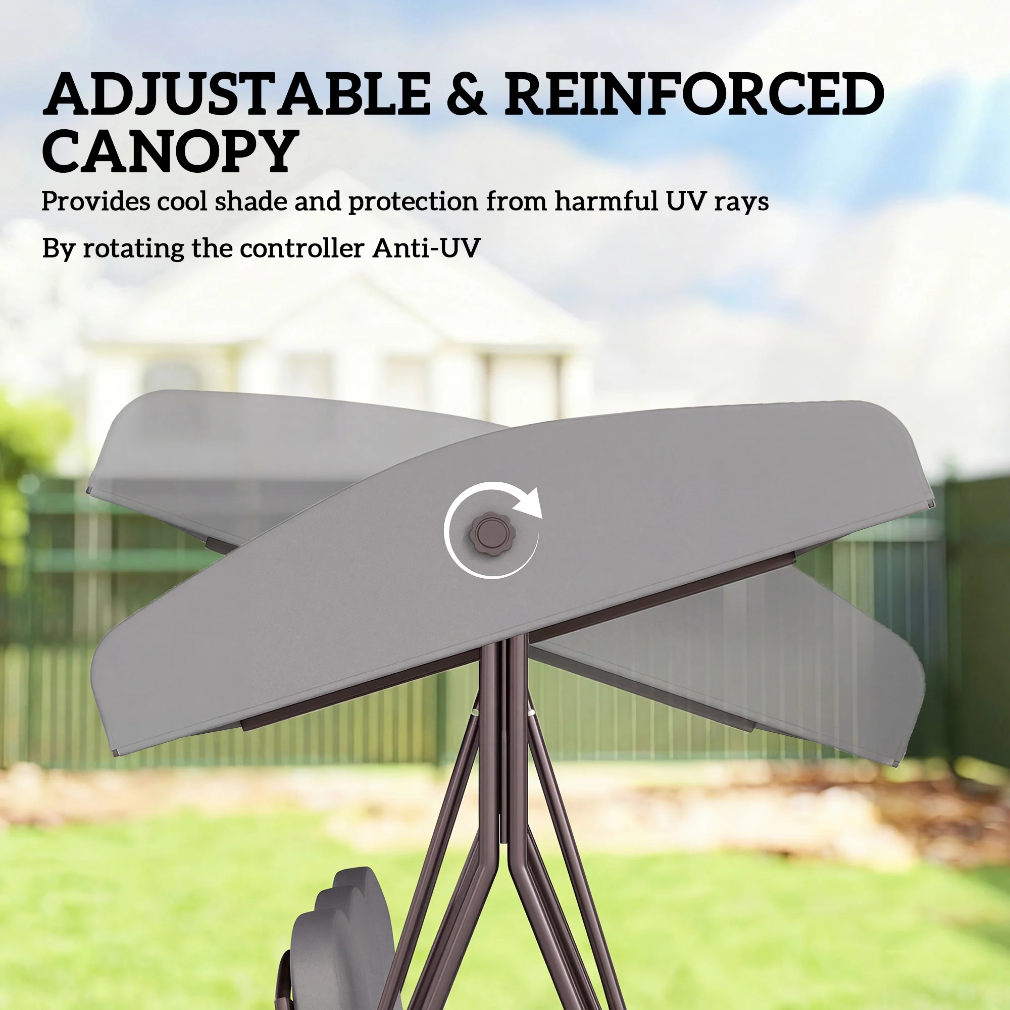 Outsunny 3 Seater Garden Swing Chair, Light Grey - Image 4