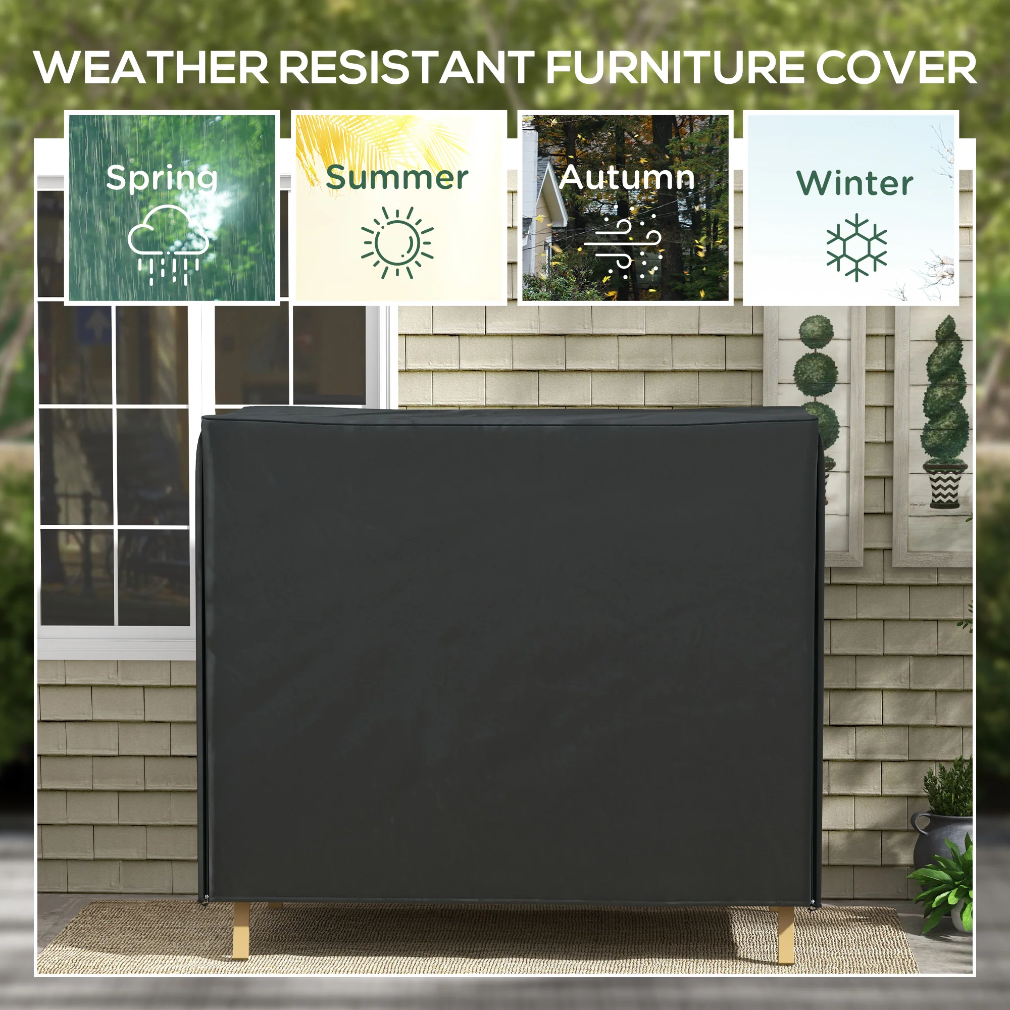 Outsunny 3 Seater Garden Swing Cover, Windproof and Anti-UV, Black - Image 3