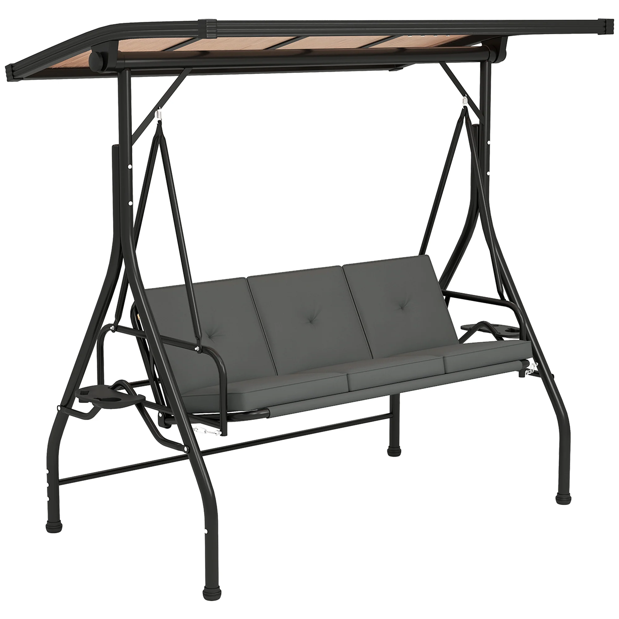 Outsunny 3 Seater Garden Swing Seat Bed, Convertible Swing Chair - Image 10
