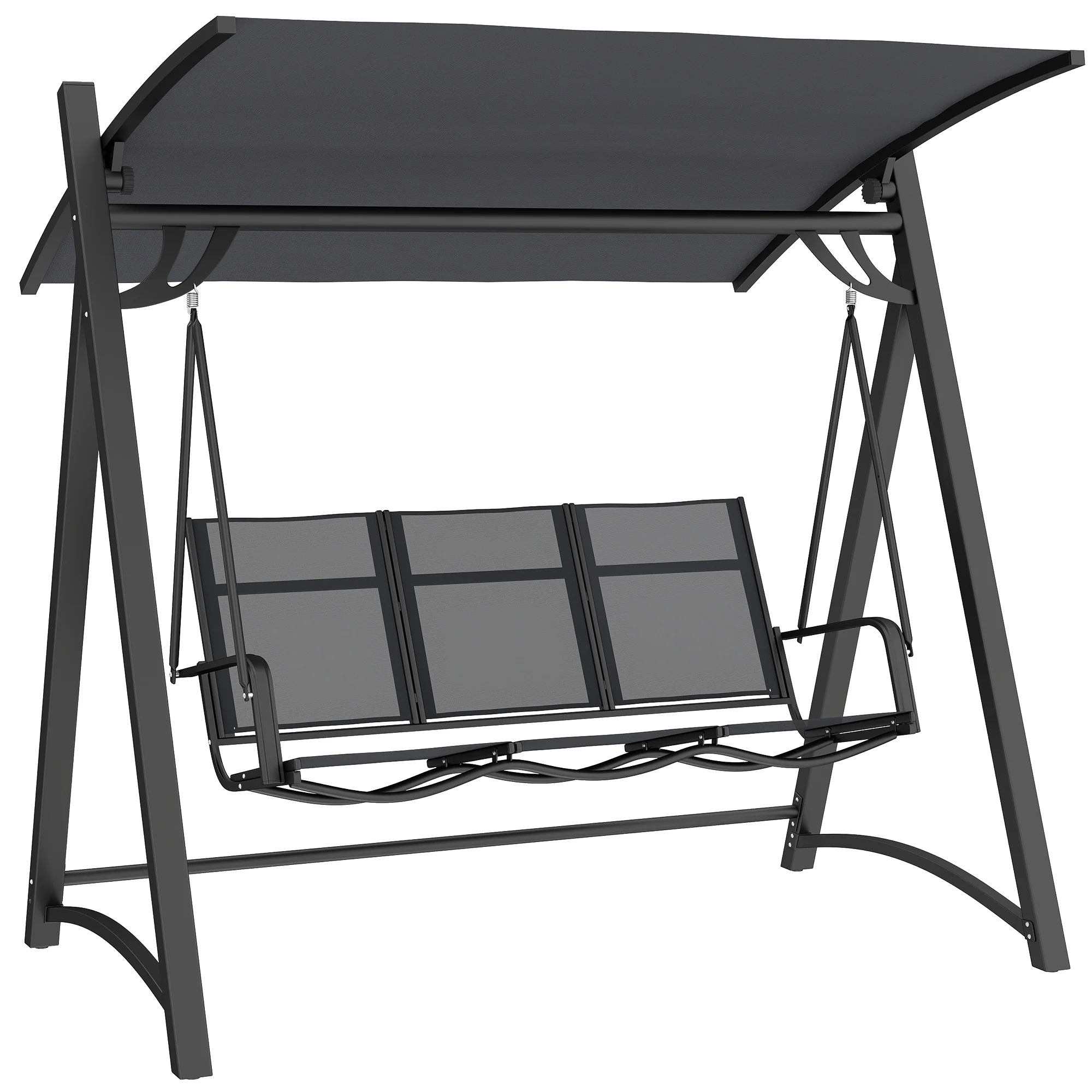 Outsunny 3 Seater Swing Chair, Garden Swing Bench with Adjustable Canopy