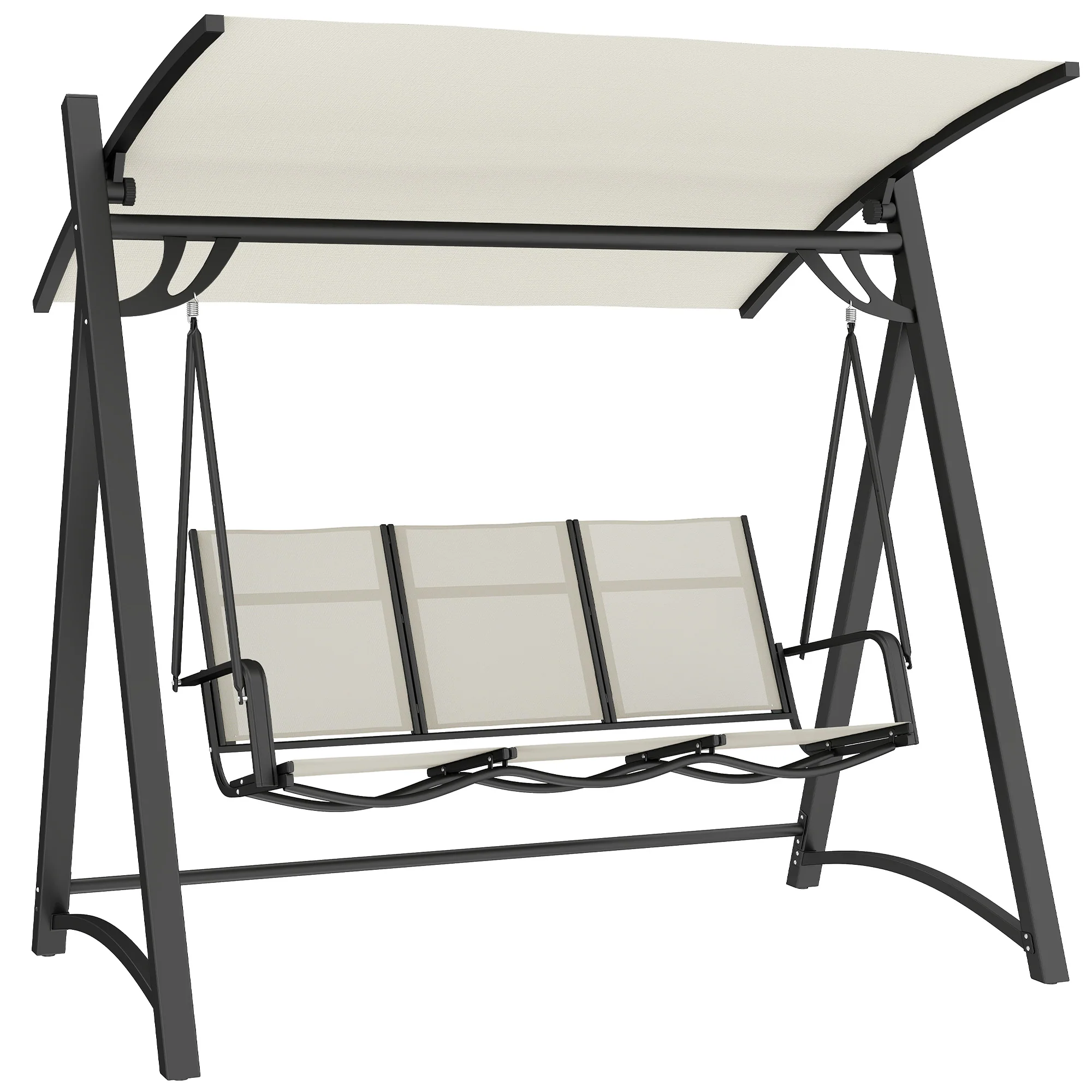 Outsunny 3 Seater Swing Chair, Garden Swing Bench with Adjustable Canopy
