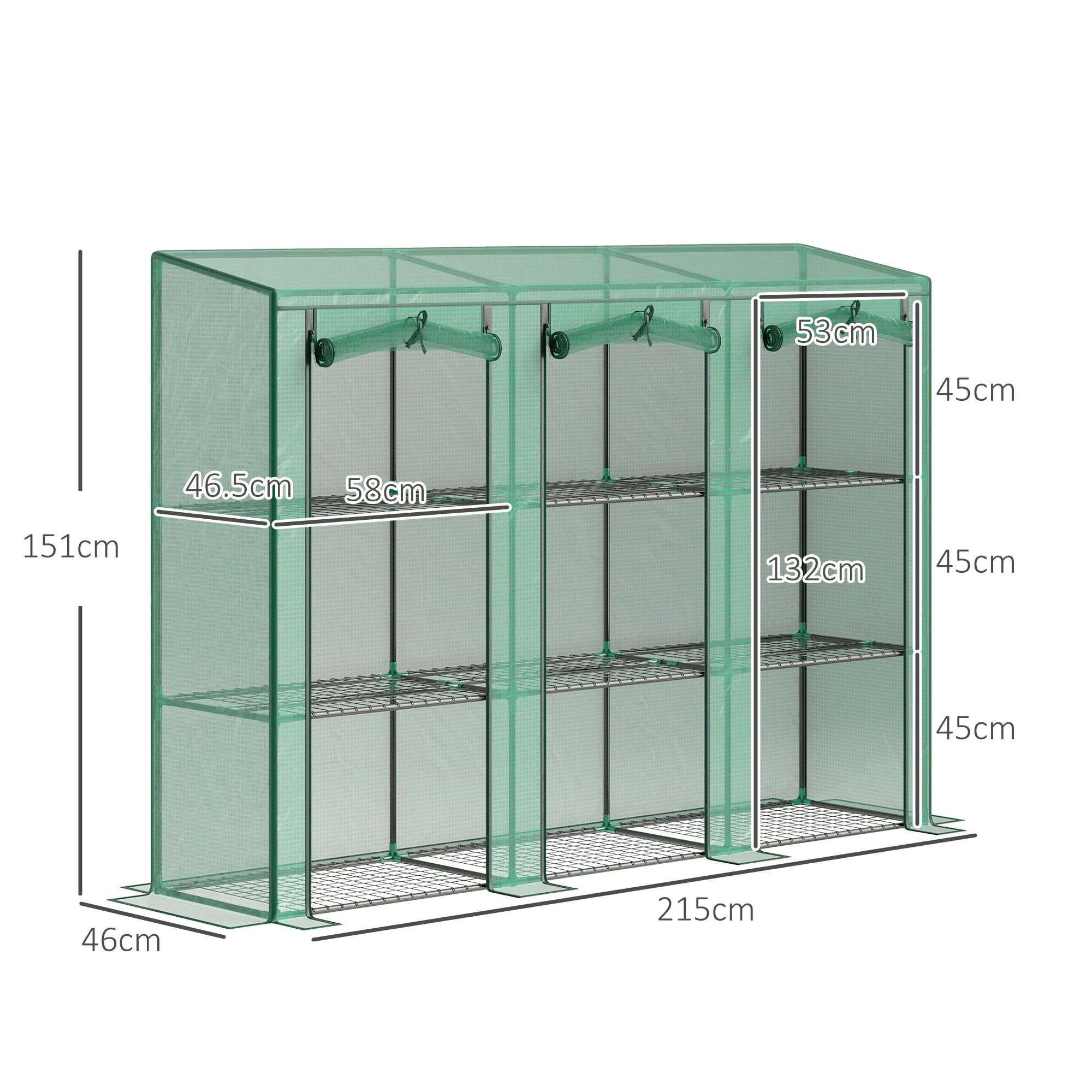 Outsunny 3 Tier Lean-to Mini Greenhouse with PE Cover, Green - Image 5