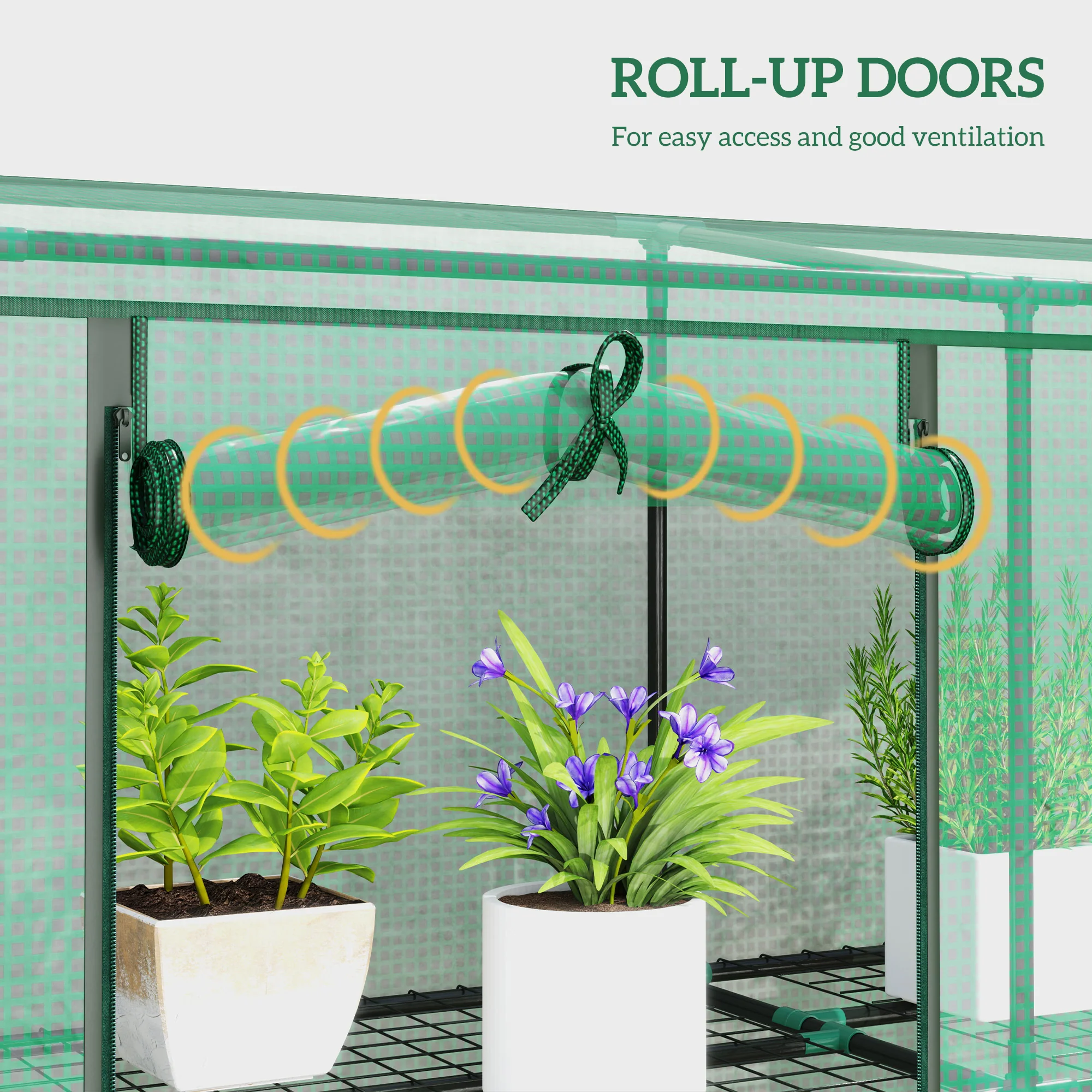 Outsunny 3 Tier Lean-to Mini Greenhouse with PE Cover, Green - Image 6
