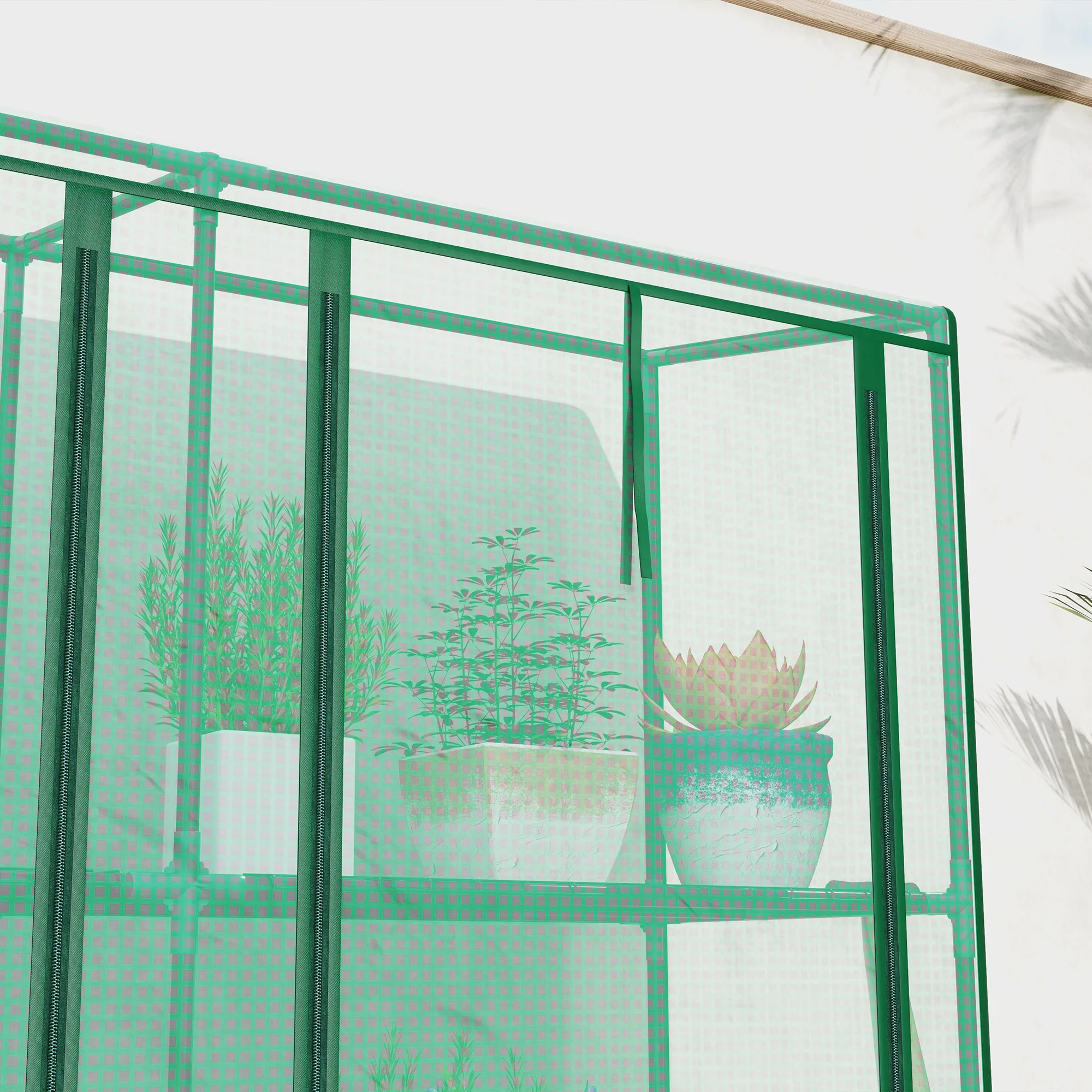 Outsunny 3 Tier Lean-to Mini Greenhouse with PE Cover, Green - Image 8