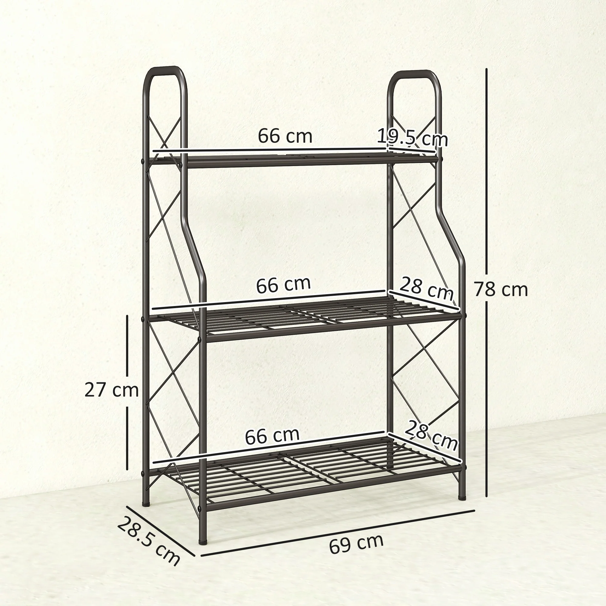Outsunny 3-Tier Metal Plant Stand, Ladder Shelf Potted Plants Display - Image 3