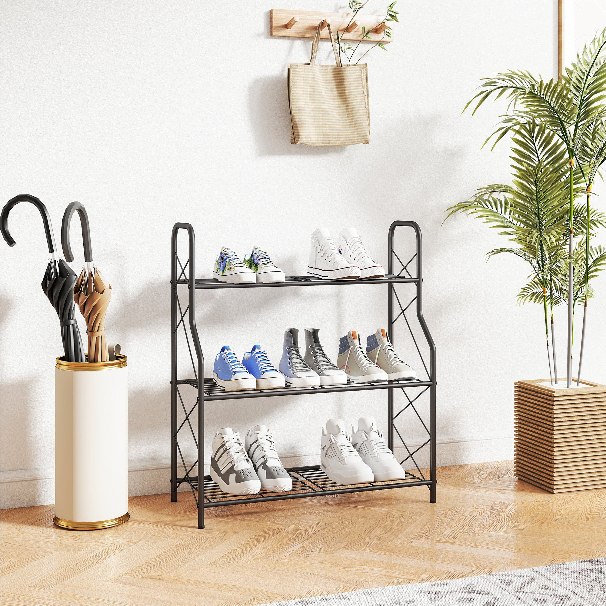 Outsunny 3-Tier Metal Plant Stand, Ladder Shelf Potted Plants Display - Image 9