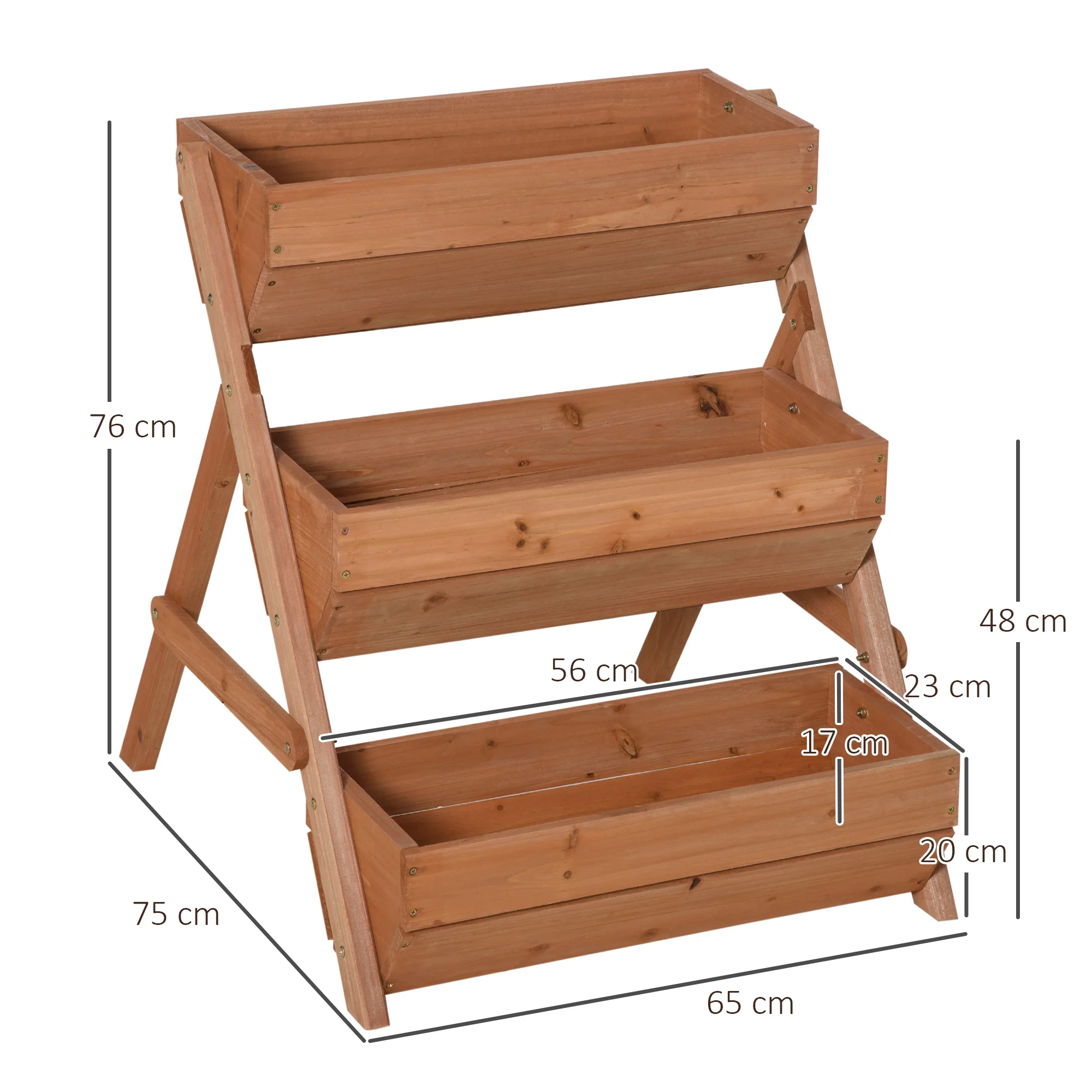 Outsunny 3 Tier Raised Garden Bed Wooden Elevated Planter Box Kit, Brown - Image 5
