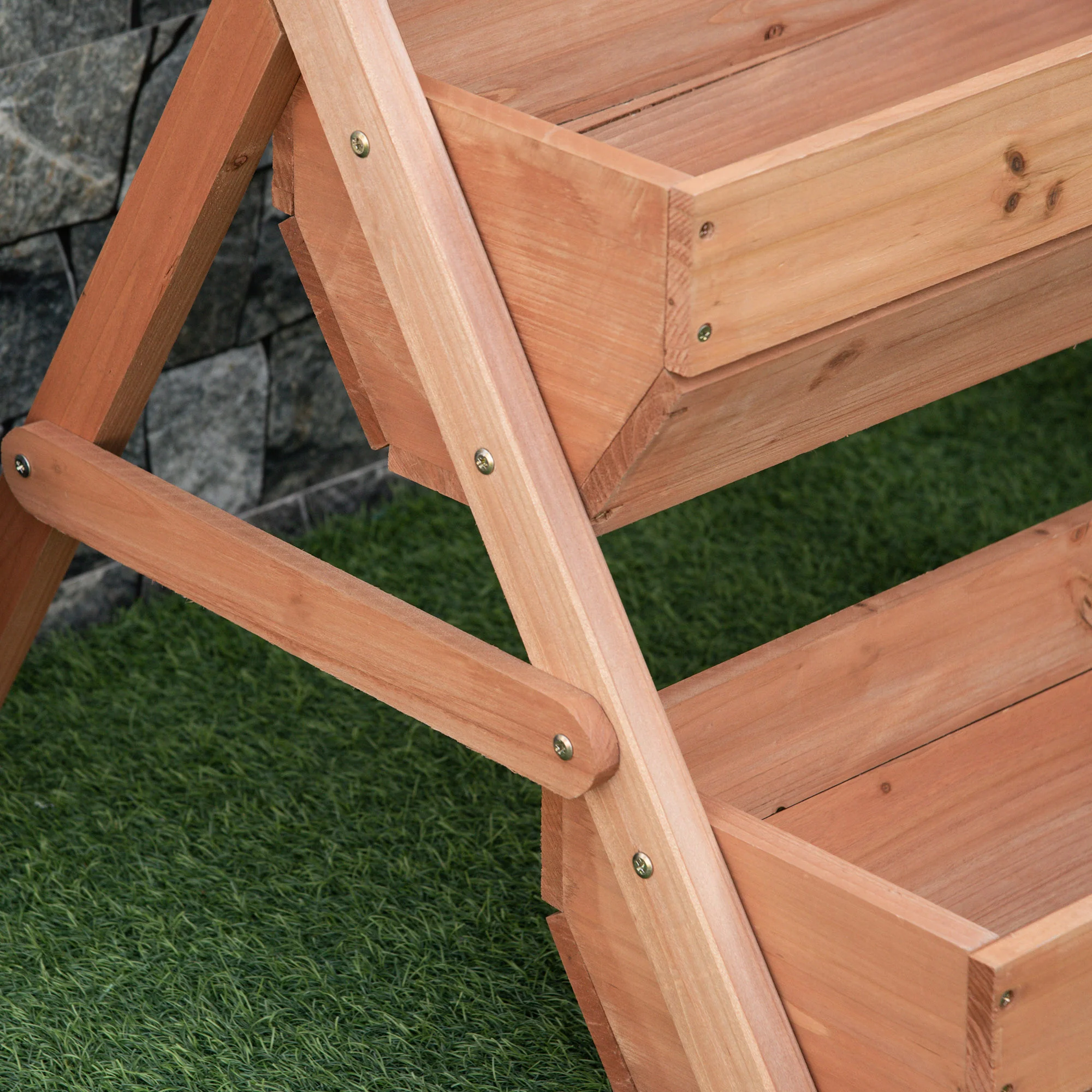 Outsunny 3 Tier Raised Garden Bed Wooden Elevated Planter Box Kit, Brown - Image 8