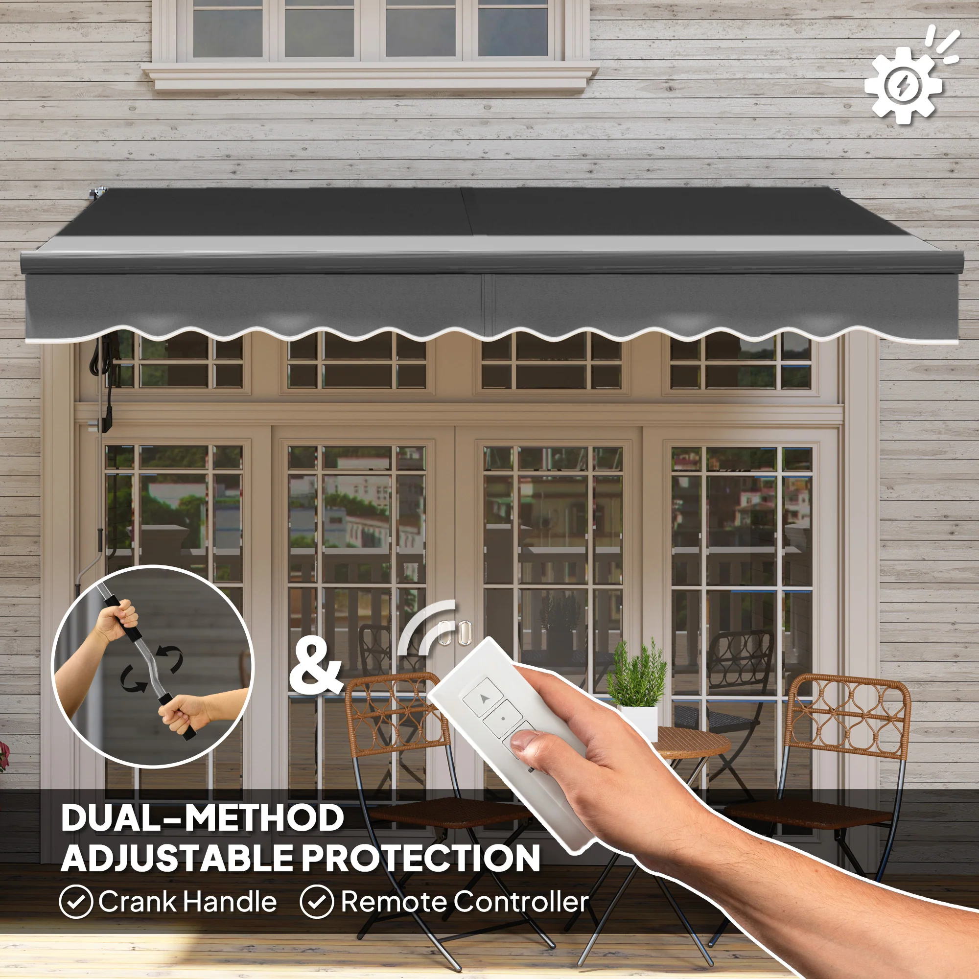Outsunny 3 X 2.5m Electric Retractable Awning W/ Aluminium Frame - Image 12