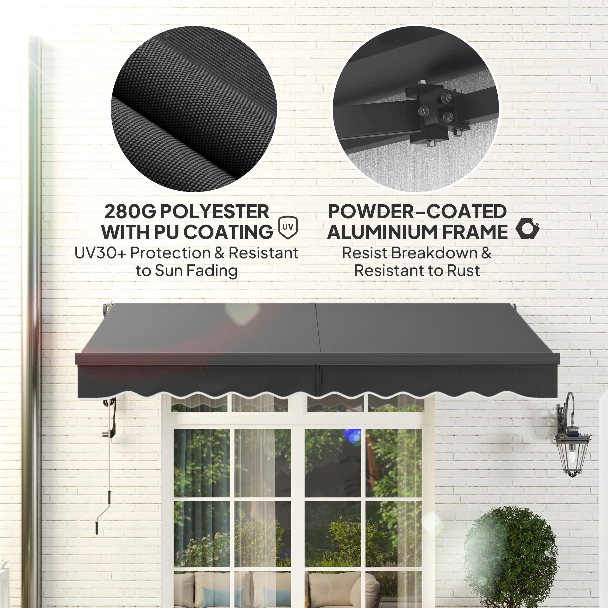 Outsunny 3 X 2.5m Electric Retractable Awning W/ Aluminium Frame - Image 13