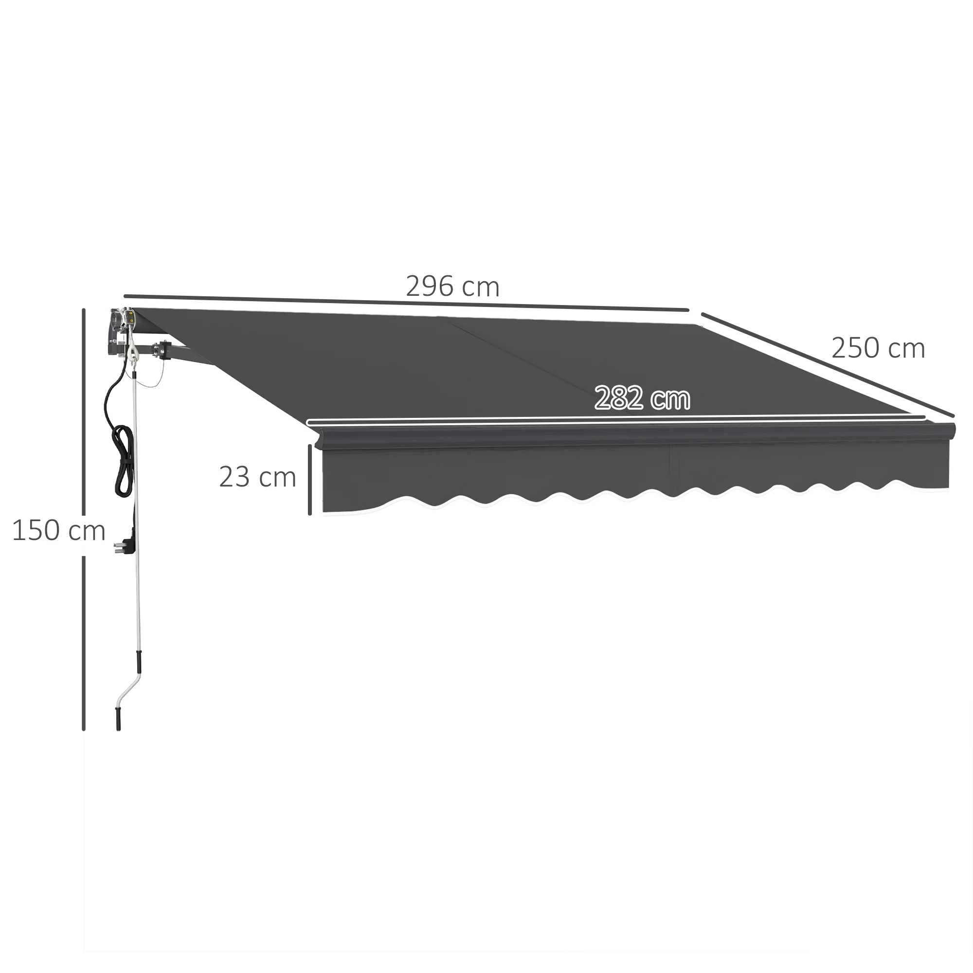 Outsunny 3 X 2.5m Electric Retractable Awning W/ Aluminium Frame - Image 14