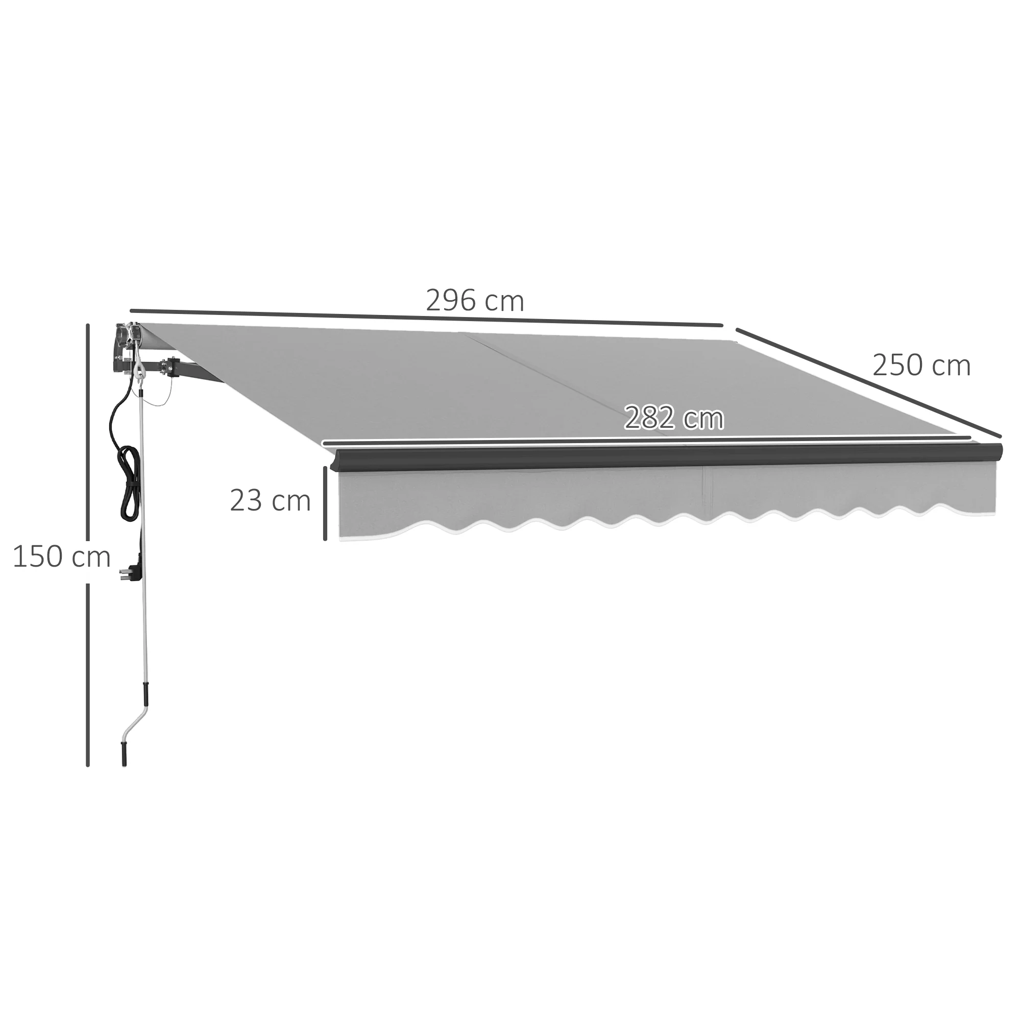 Outsunny 3 X 2.5m Electric Retractable Awning W/ Aluminium Frame - Image 23