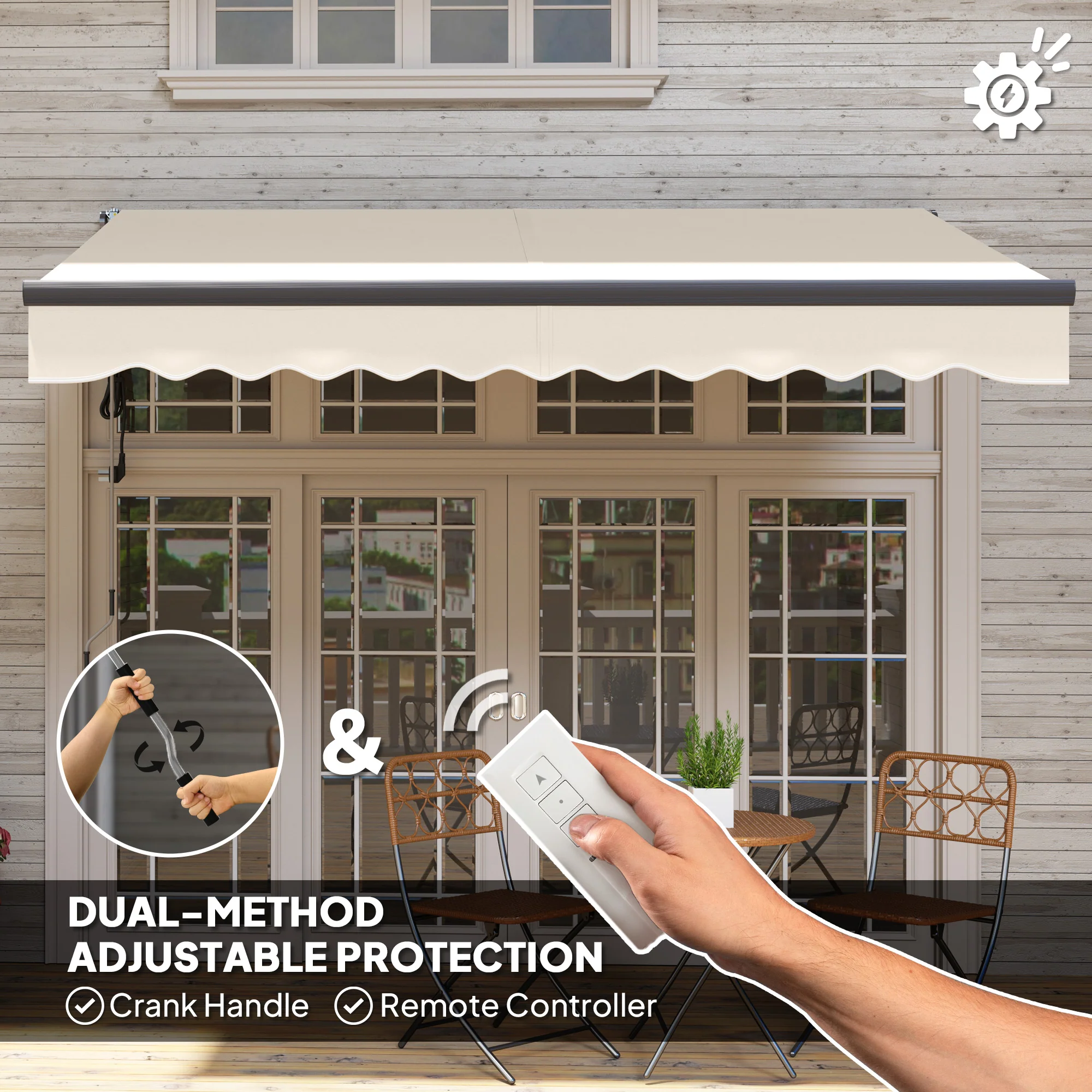 Outsunny 3 X 2.5m Electric Retractable Awning W/ Aluminium Frame - Image 3