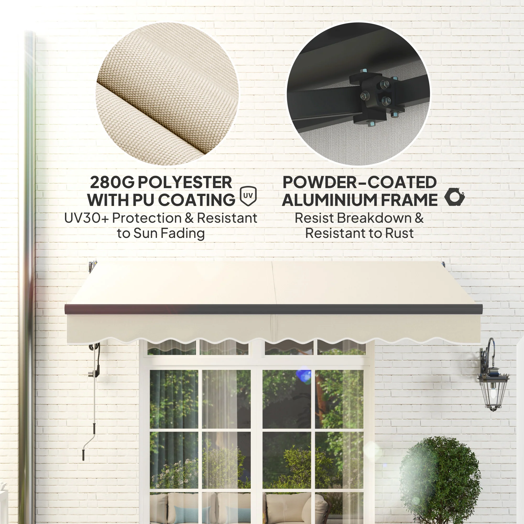 Outsunny 3 X 2.5m Electric Retractable Awning W/ Aluminium Frame - Image 4
