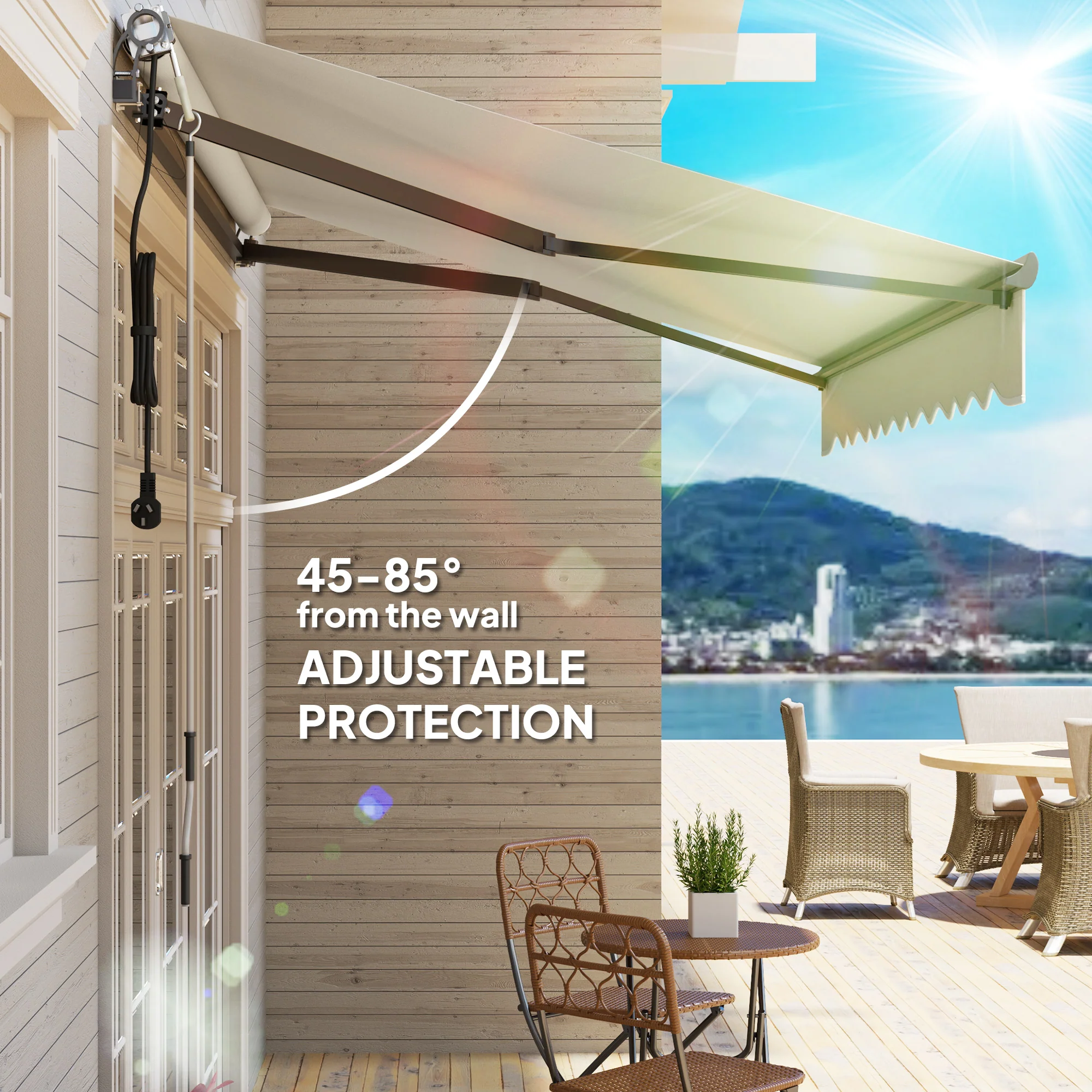 Outsunny 3 X 2.5m Electric Retractable Awning W/ Aluminium Frame - Image 6