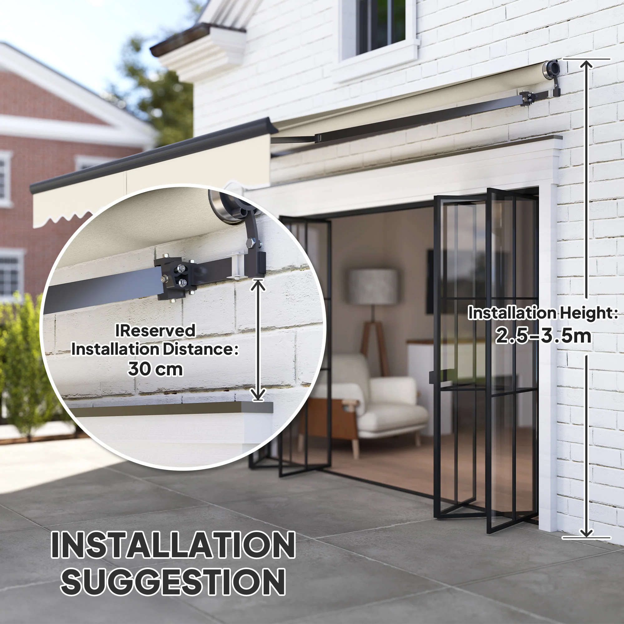 Outsunny 3 X 2.5m Electric Retractable Awning W/ Aluminium Frame - Image 7