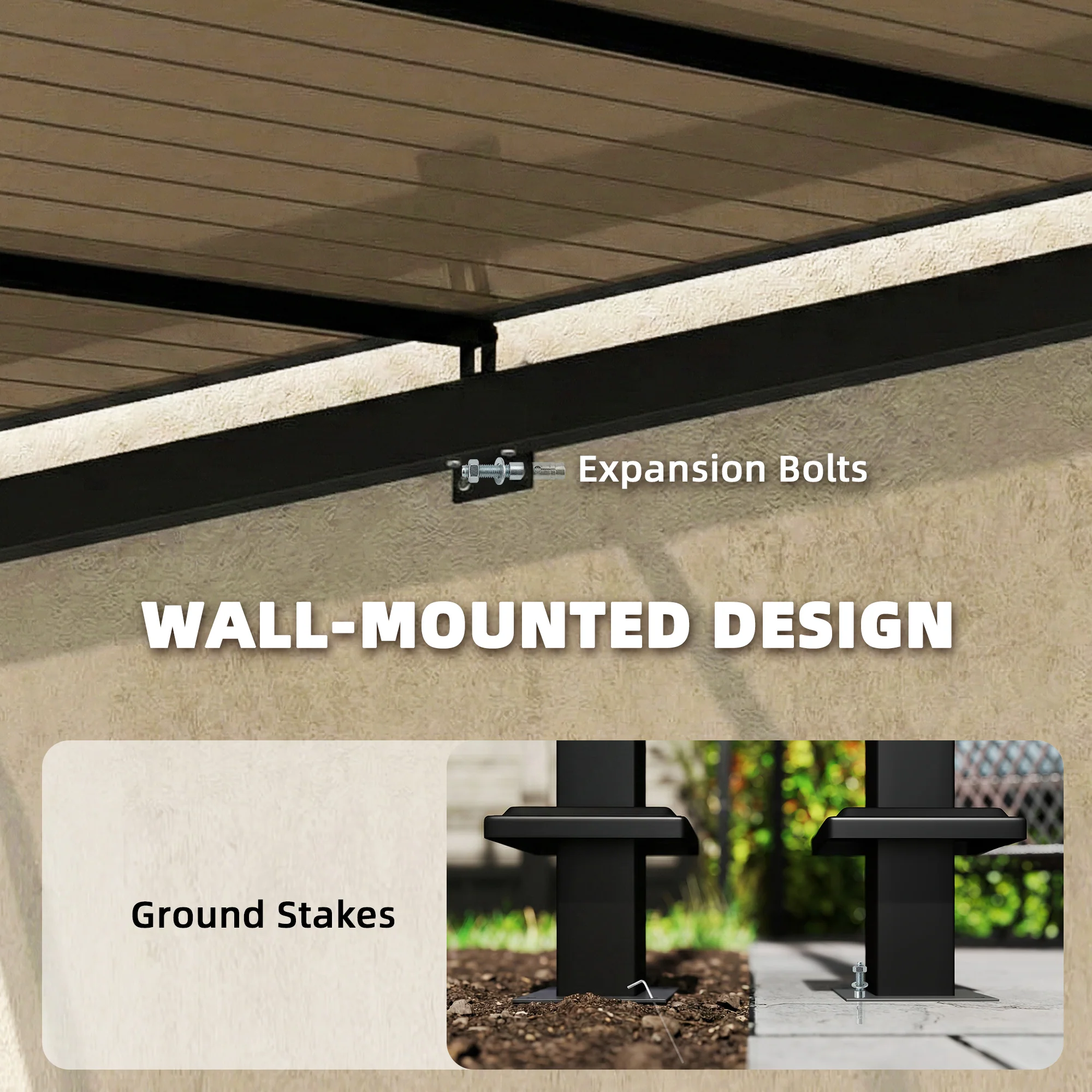 Outsunny 3 x 2.87 m Metal Lean-to Hardtop Gazebo, Wall-Mounted Pergola - Image 4