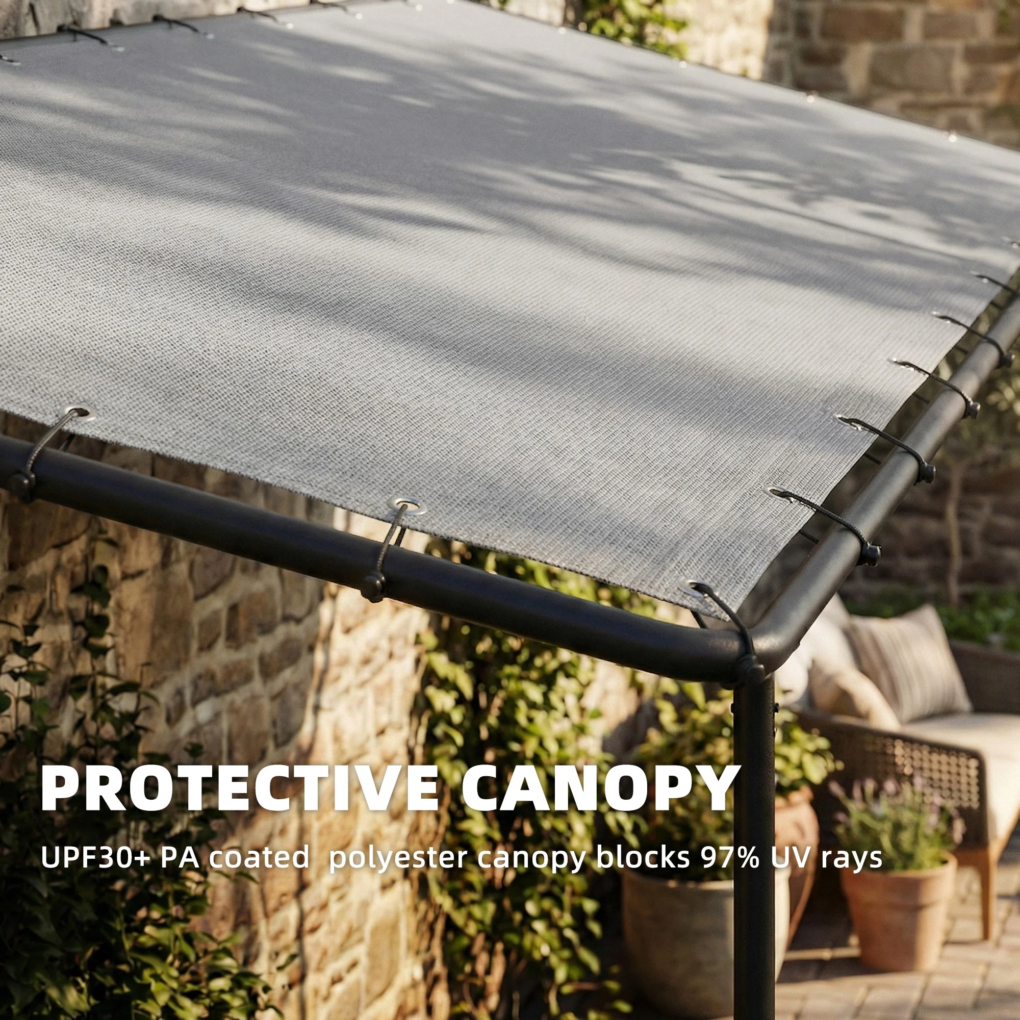 Outsunny 3 x 2 m Lean to Garden Pergola, Metal Frame Gazebo Pergola, Grey - Image 4