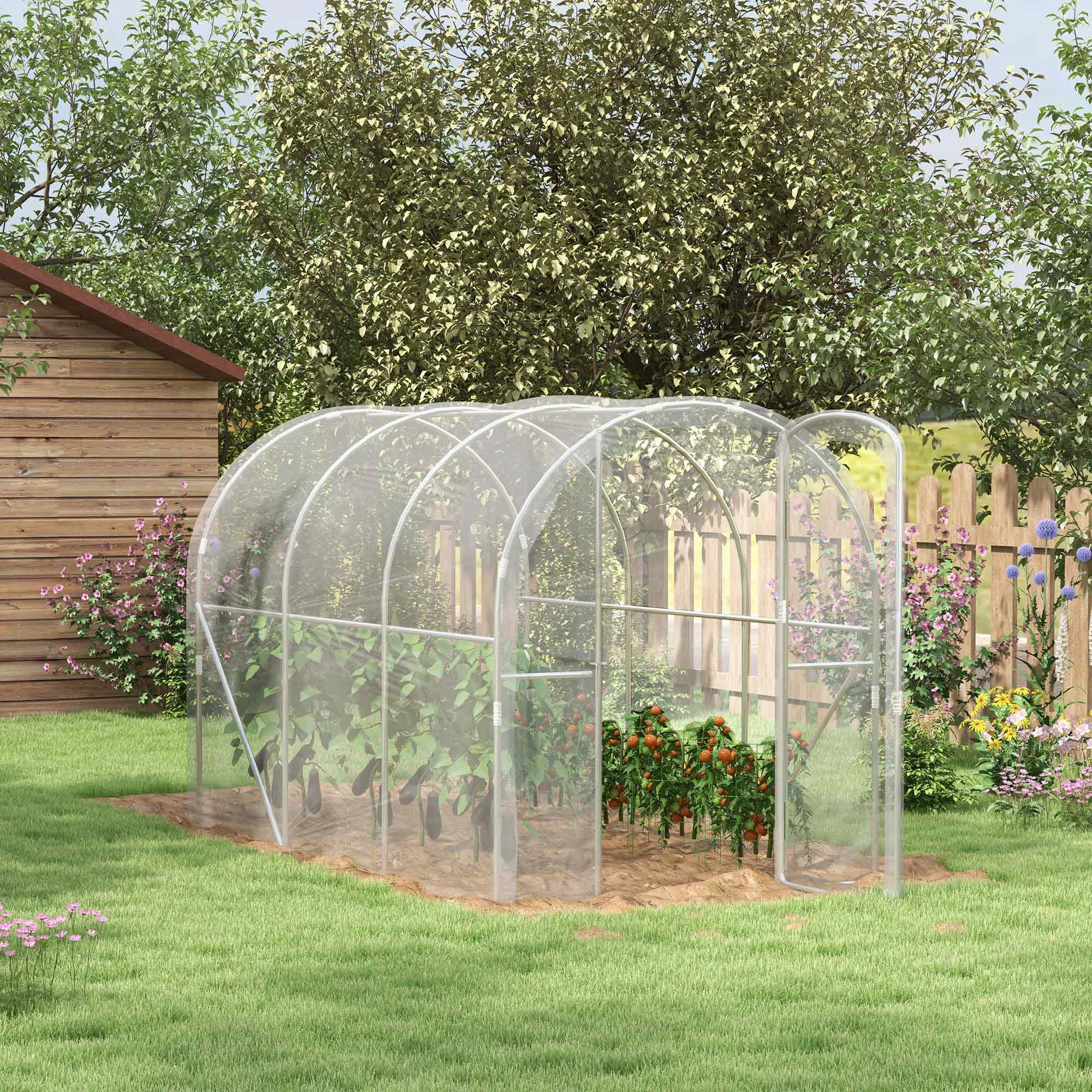 Outsunny 3 x 2 x 2m Polytunnel Greenhouse with Door, Galvanised Steel Frame - Image 2