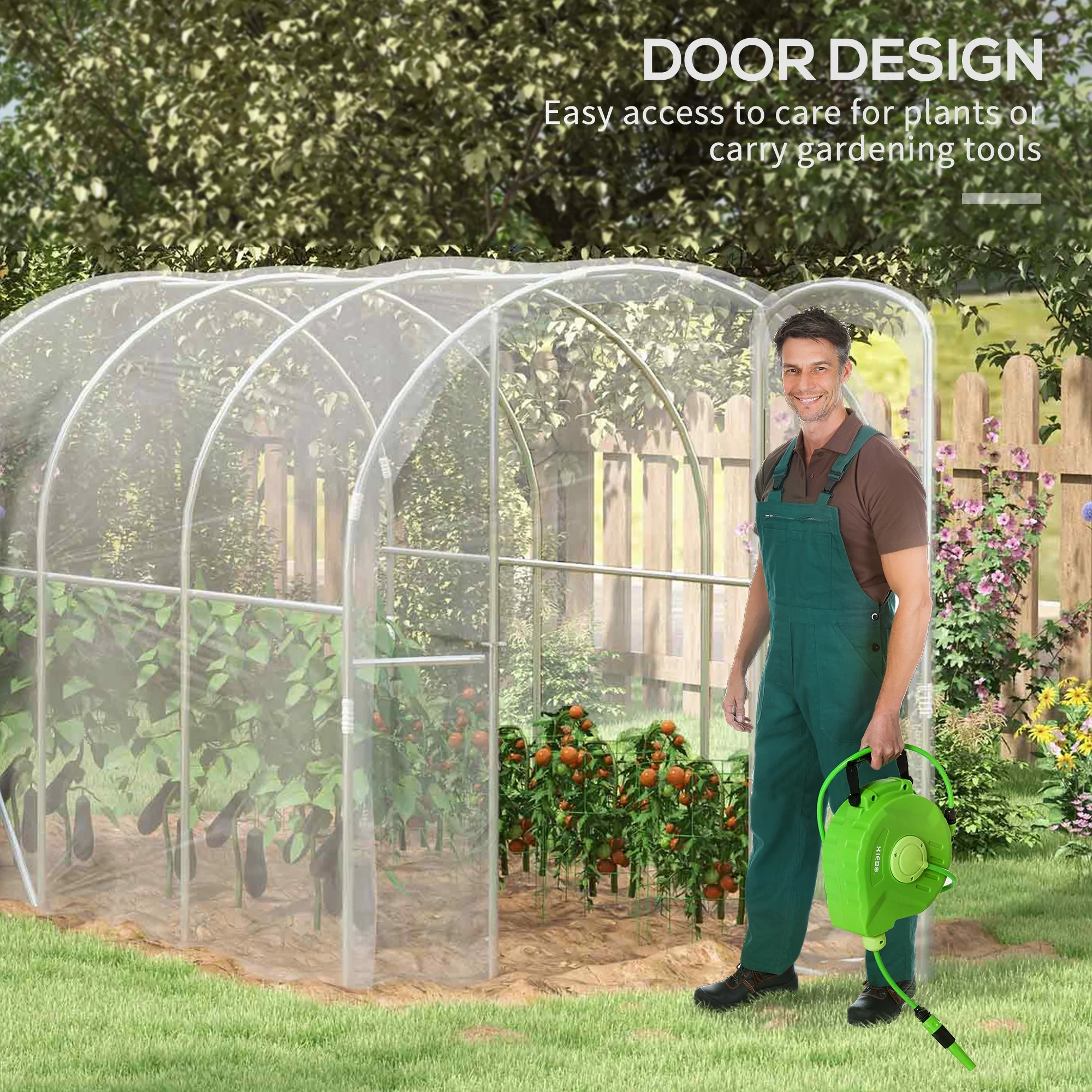 Outsunny 3 x 2 x 2m Polytunnel Greenhouse with Door, Galvanised Steel Frame - Image 4