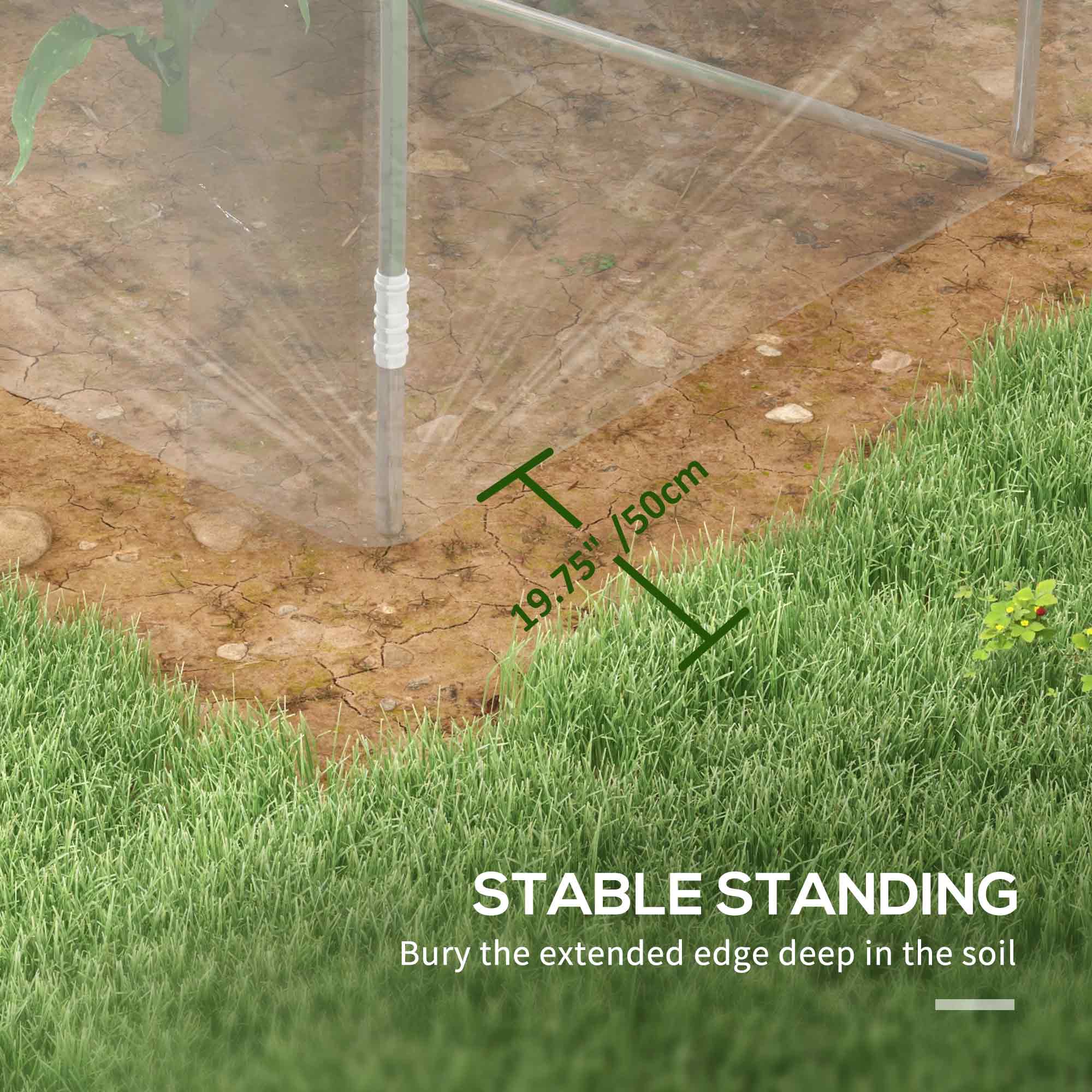 Outsunny 3 x 2 x 2m Polytunnel Greenhouse with Door, Galvanised Steel Frame - Image 6
