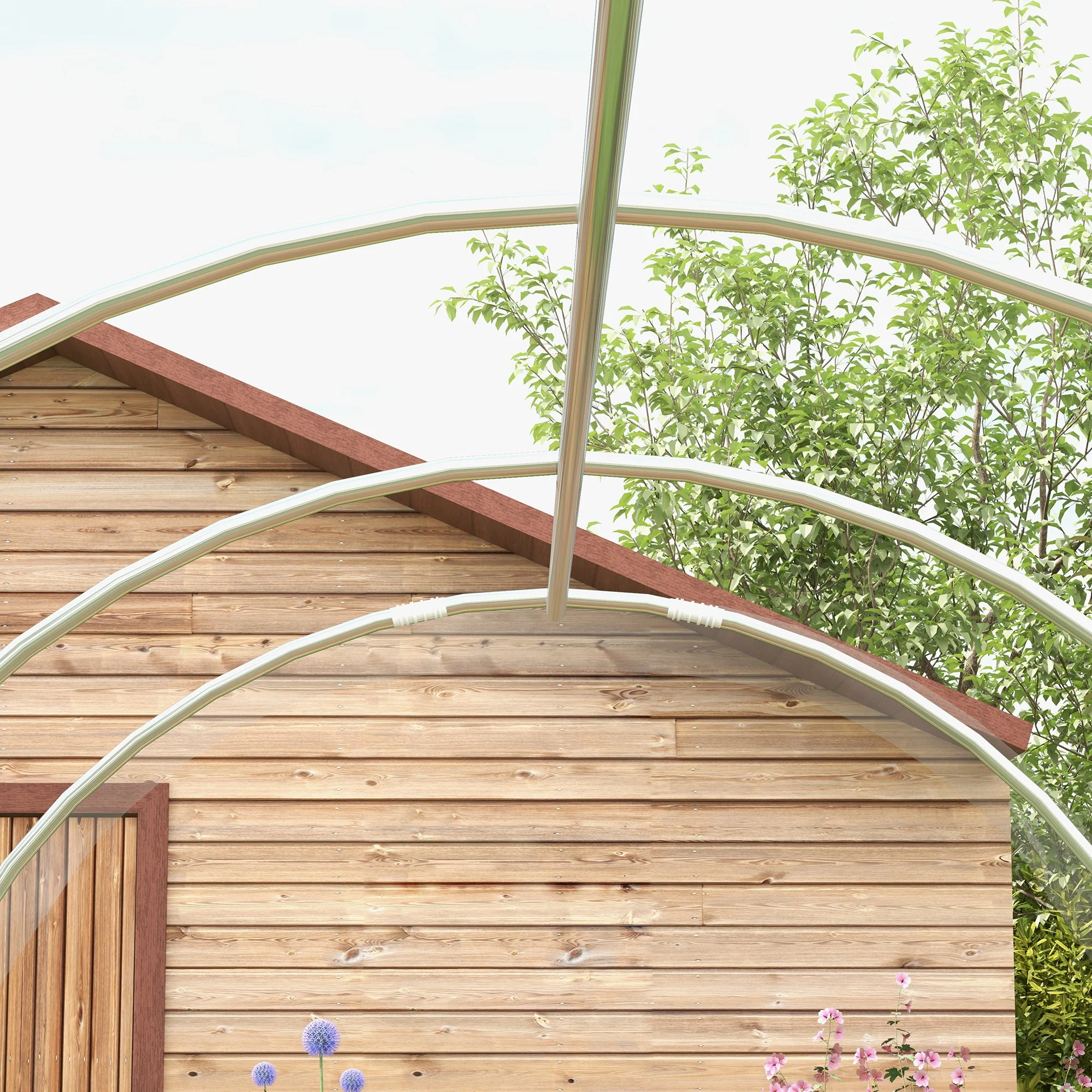 Outsunny 3 x 2 x 2m Polytunnel Greenhouse with Door, Galvanised Steel Frame - Image 9