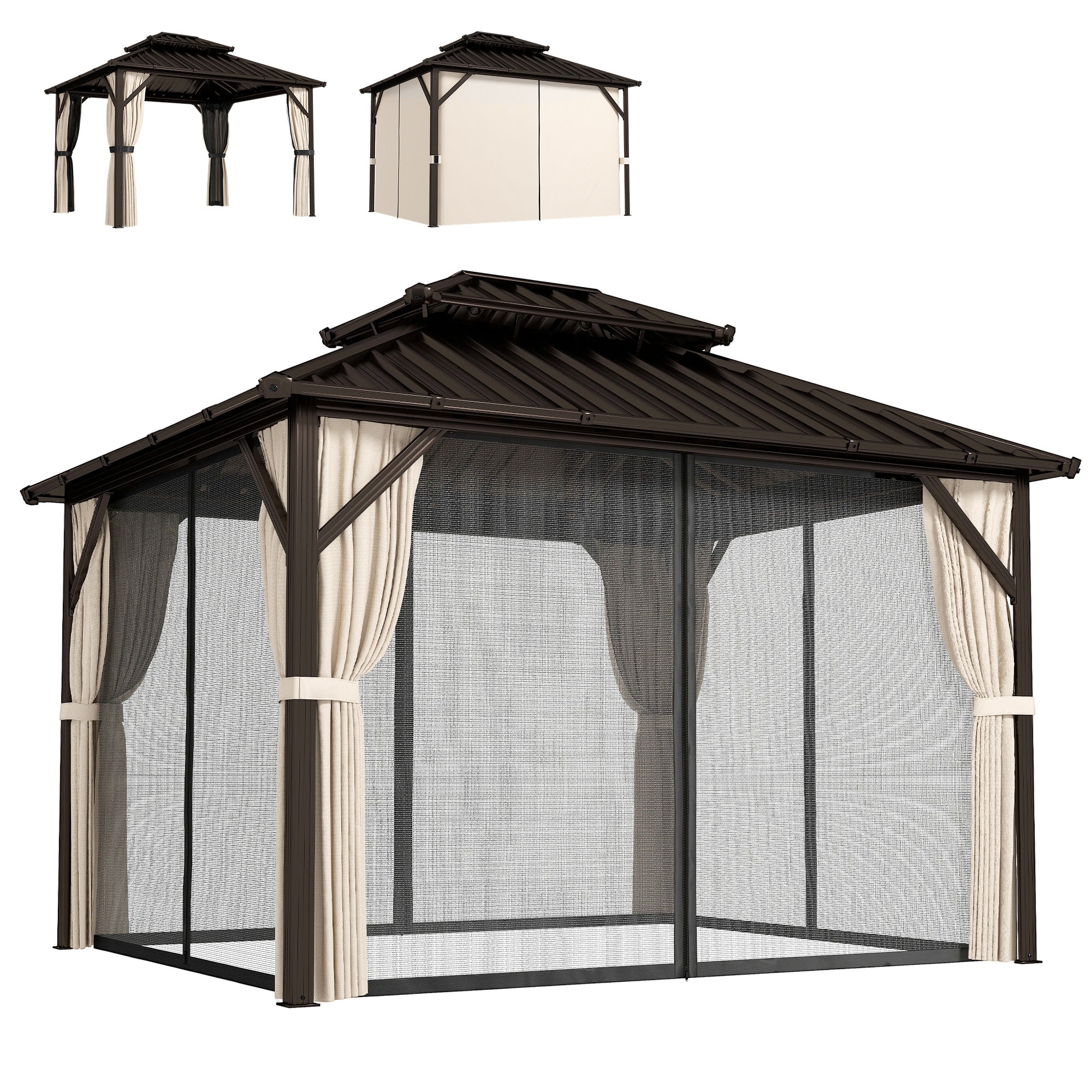 Outsunny 3 X 3.6 M Hardtop Gazebo Canopy With Aluminium Frame, Garden Gazebo