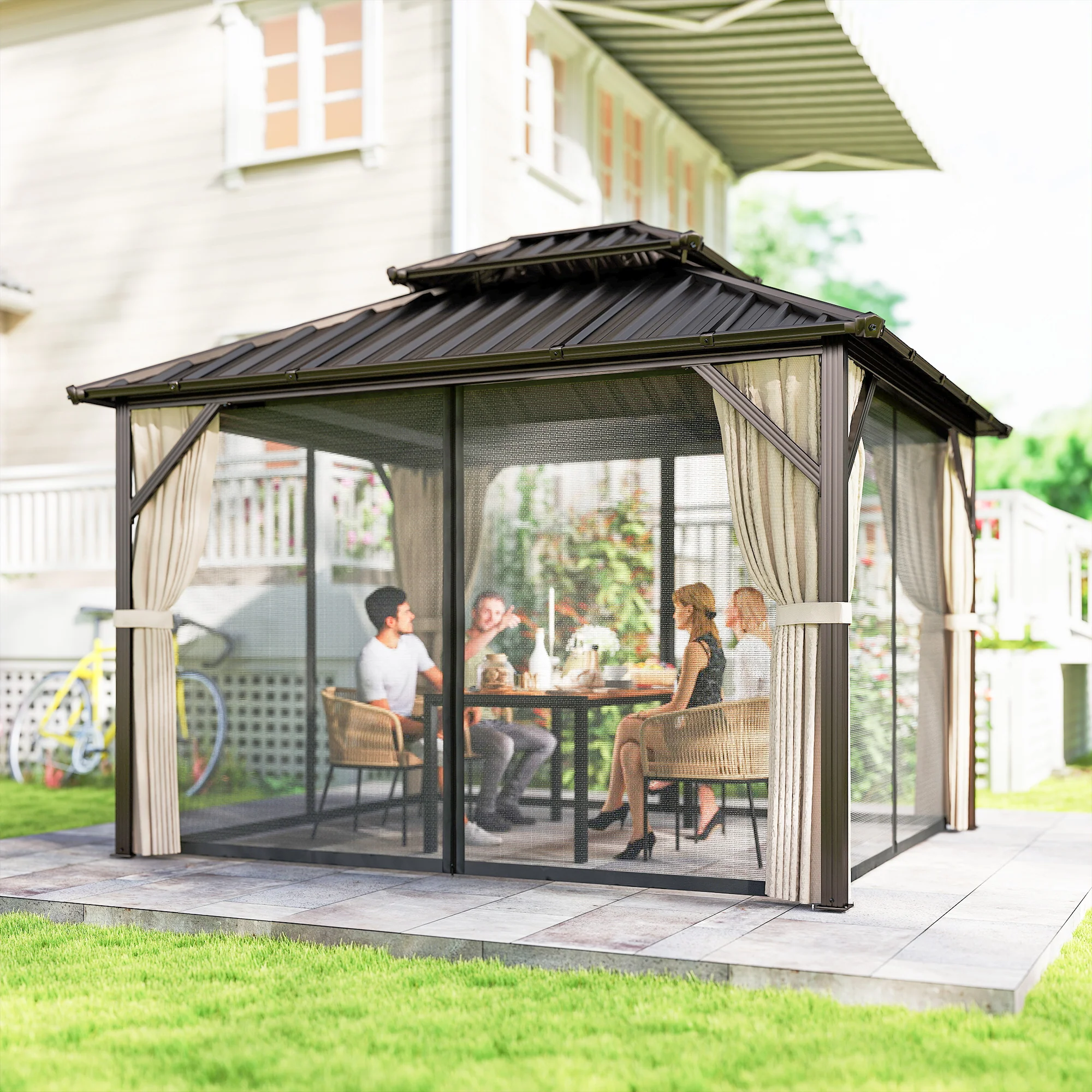 Outsunny 3 X 3.6 M Hardtop Gazebo Canopy With Aluminium Frame, Garden Gazebo - Image 2
