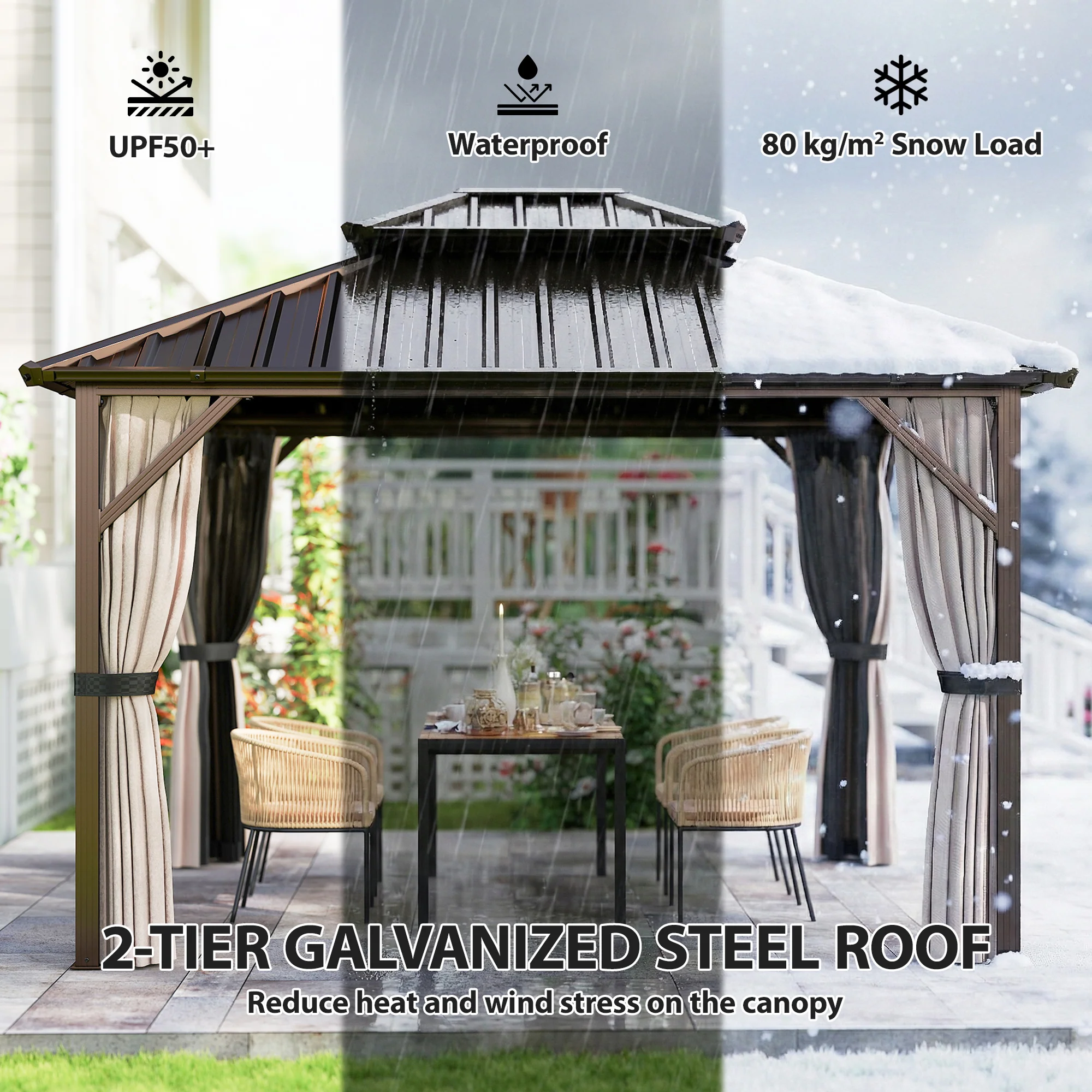 Outsunny 3 X 3.6 M Hardtop Gazebo Canopy With Aluminium Frame, Garden Gazebo - Image 3