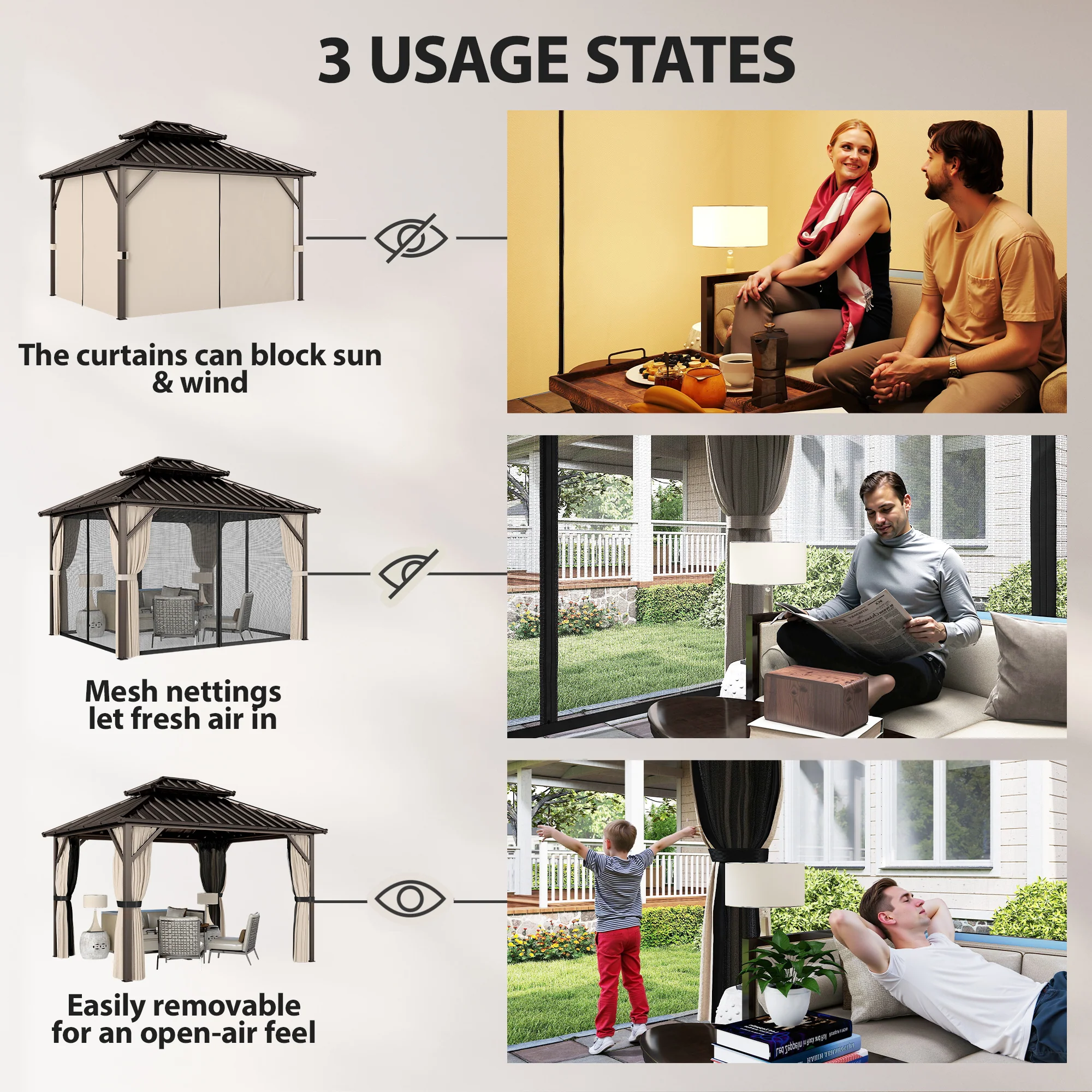 Outsunny 3 X 3.6 M Hardtop Gazebo Canopy With Aluminium Frame, Garden Gazebo - Image 6