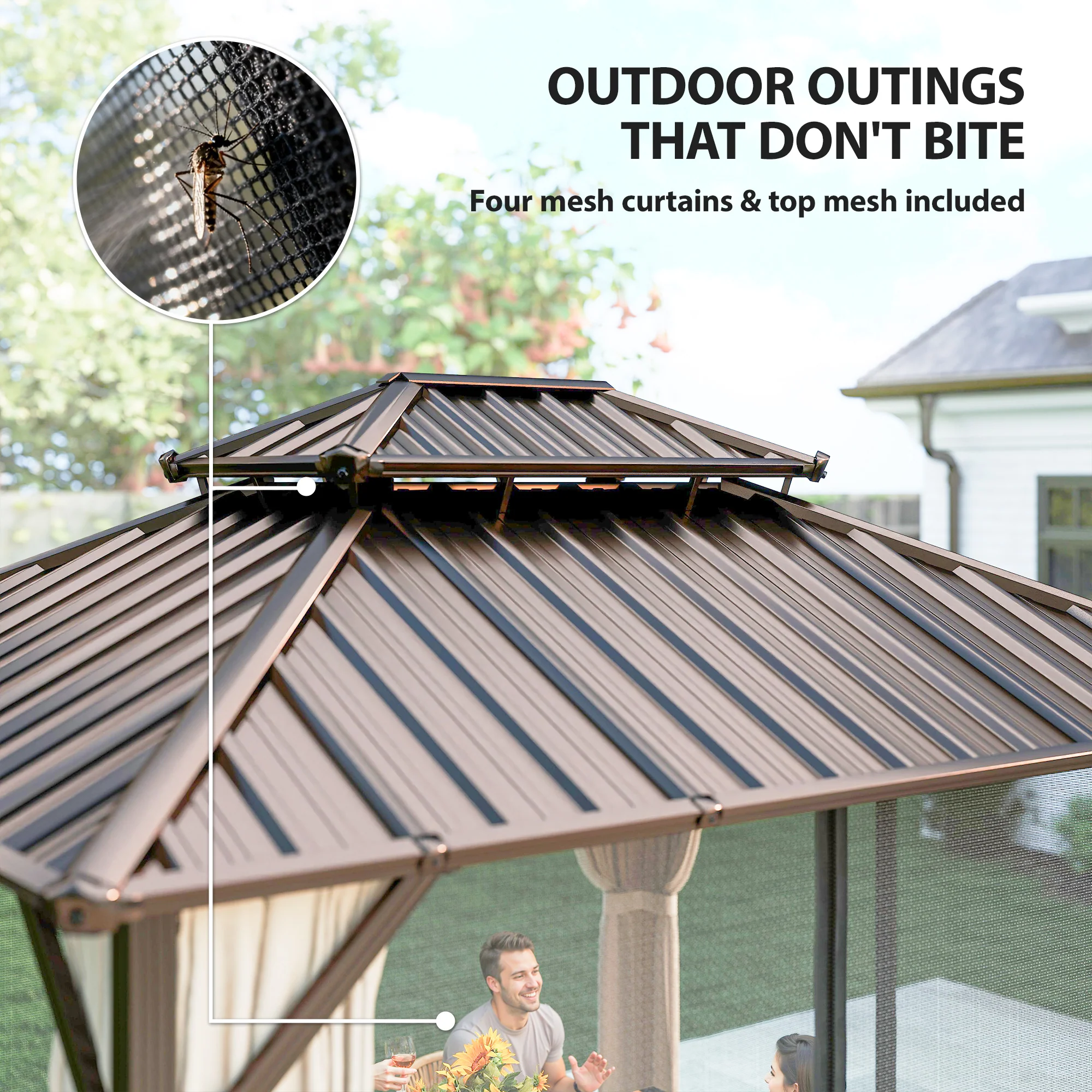 Outsunny 3 X 3.6 M Hardtop Gazebo Canopy With Aluminium Frame, Garden Gazebo - Image 7