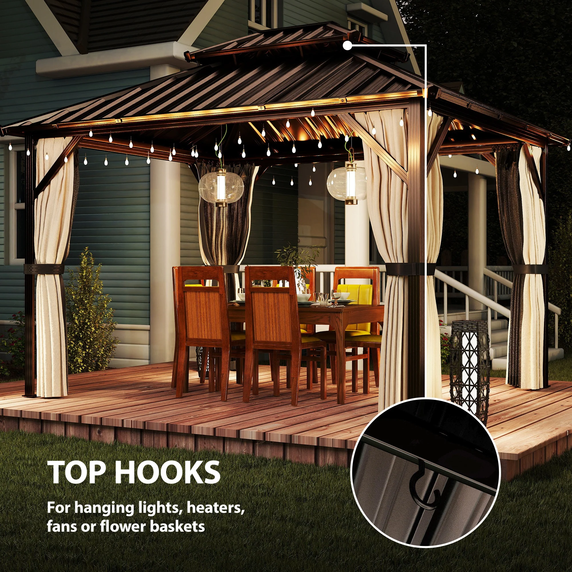 Outsunny 3 X 3.6 M Hardtop Gazebo Canopy With Aluminium Frame, Garden Gazebo - Image 8
