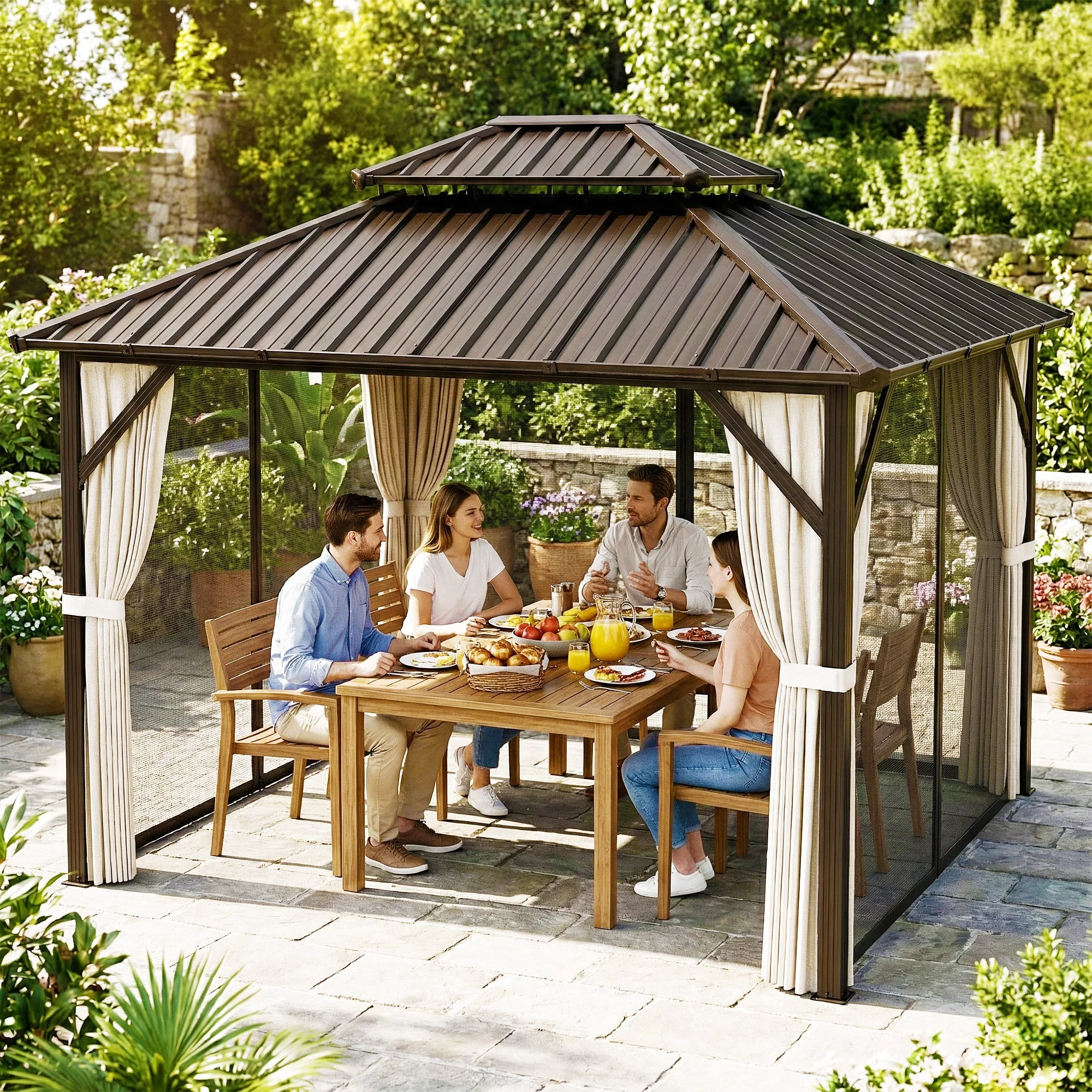 Outsunny 3 X 3.6 M Hardtop Gazebo Canopy With Aluminium Frame, Garden Gazebo - Image 9