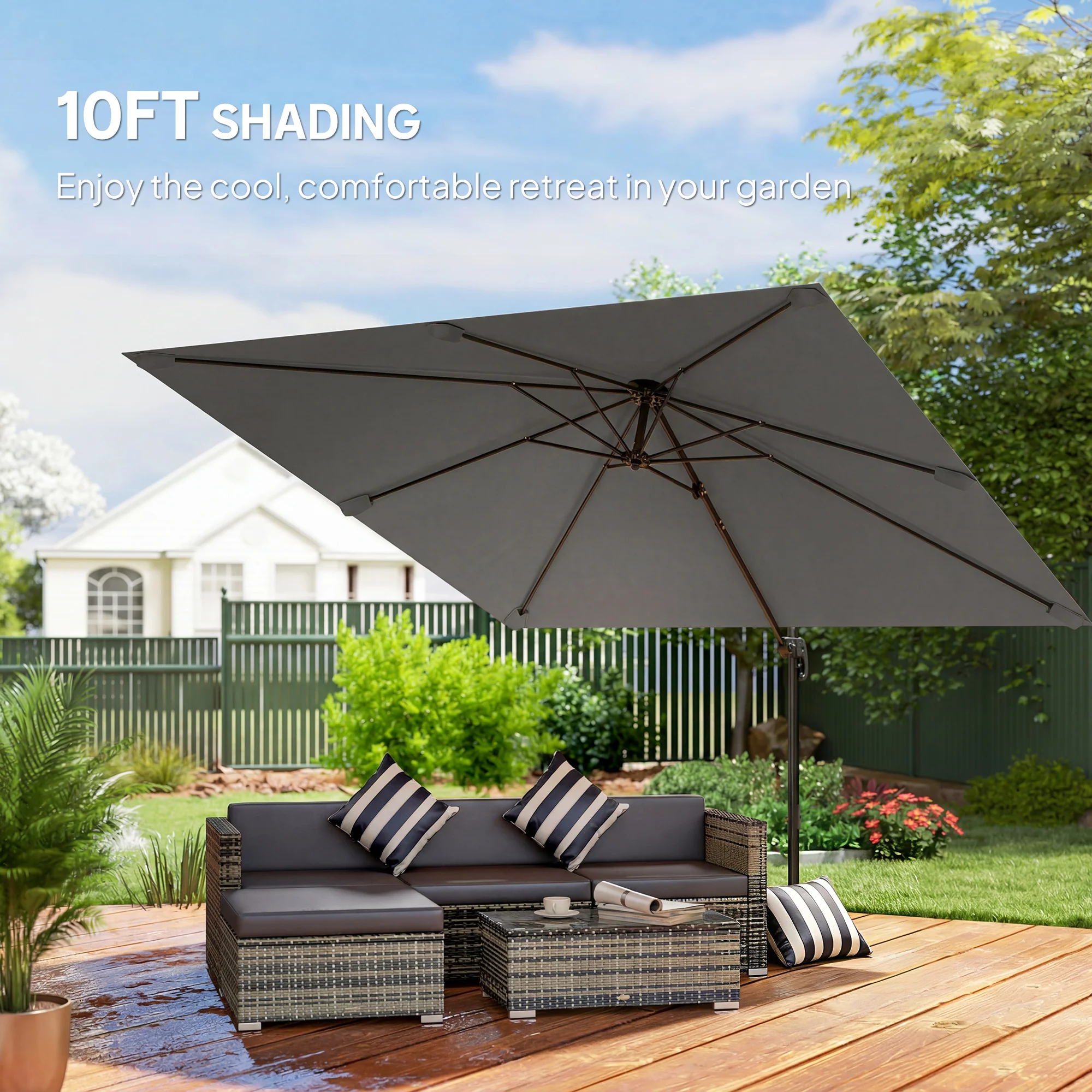 Outsunny 3 X 3 M Cantilever Parasol, Square Patio Umbrella With Crank Handle - Image 4