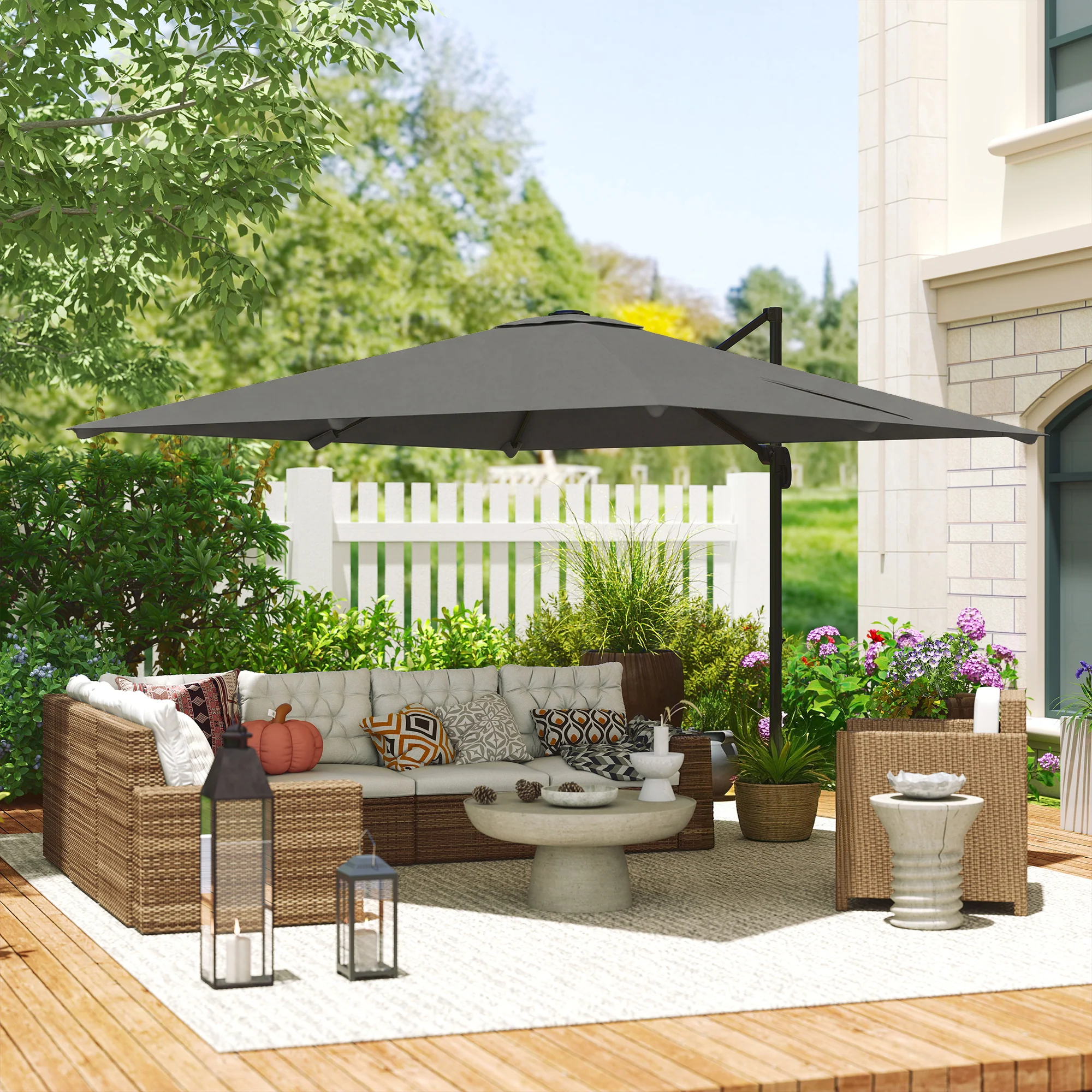 Outsunny 3 X 3 M Cantilever Parasol, Square Patio Umbrella With Crank Handle - Image 9